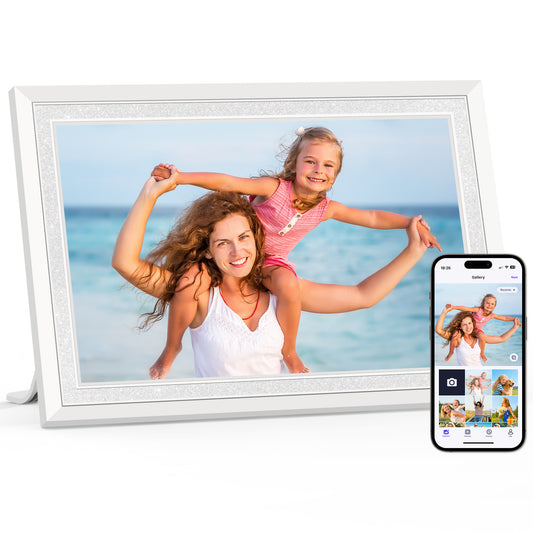 Uhale 10.1 Inch Digital Picture Frame 32GB Momery White WiFi Electronic Photo Frame IPS HD Touch Screen Display Share Photos/Videos Instantly Anywhere Gifts for Mom Dad Grandparents