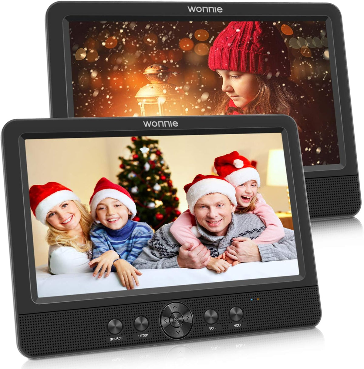 WONNIE Lecteur DVD Portable Voiture 2 Ecrans Enfants Vidéo avec Appuie-tête de 10,5 Pouces Compatible USB SD MMC 5 Heures pour Un Long Voyage(Deux Lecteur DVD)