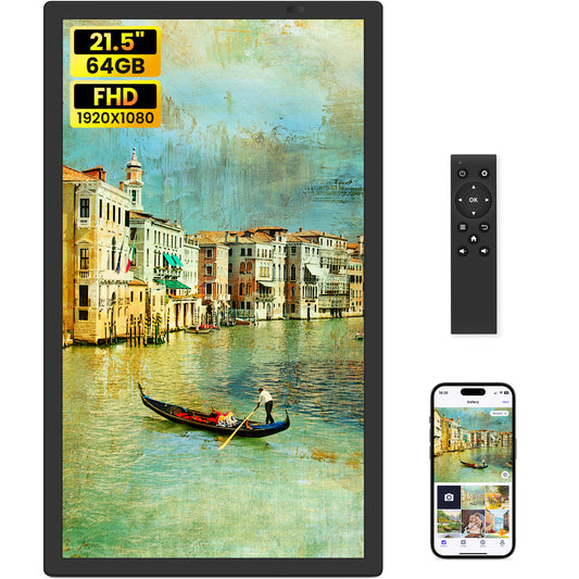 Uhale 21.5 Inch Large Digital Picture Frame WiFi with Remote Control, 1920 x 1080 FHD IPS No Touch Screen Electronic Photo Frames with 64GB, Support SD USB, Share Photos Videos Instantly