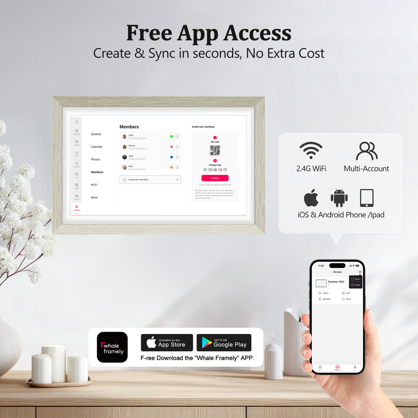 BIGASUO 15.6 inch Digital Calendar Wall Planner & Chore Chart, 1080P Interactive Display Touch Screen Smart Family Schedules, Meal Planner, To Do List, Task & Rewards, Wall & Desk Mountable