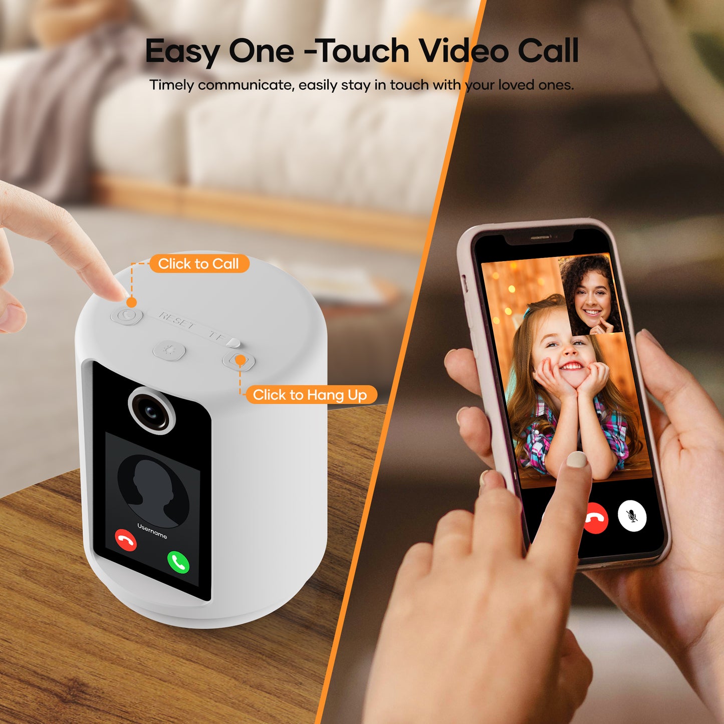 Video Baby Monitor, Mollan Two Way Video Call Camera with HD 1080P WiFi Monitors 2.4" Screen Display, Smart Motion Detection with Night Vision Indoor Security Camera for Baby Elderly