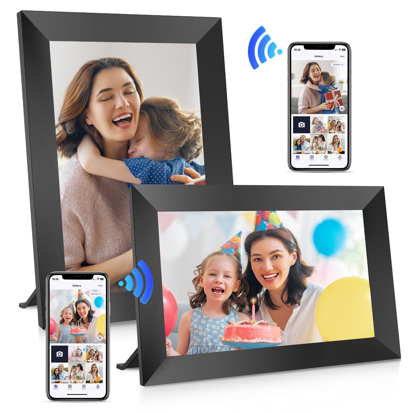 Mollan 32GB 10.1inch WiFi Digital Picture Frame (2 pack), Smart digital photo Frames 1080P IPS Touch Screen, Auto-Rotate, Wall Mountable, Share Photos Instantly via Free & Secure App from Anywhere
