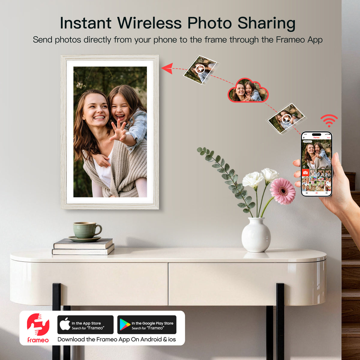 64GB Frameo Digital Picture Frame 15.6” NUSICAN Smart Large WiFi Photo Frames 1920 x 1080 HD IPS Touch Screen, Auto Rotate, Wall Mounted, Share from Phone App Remotely, Best Gifts for 2026