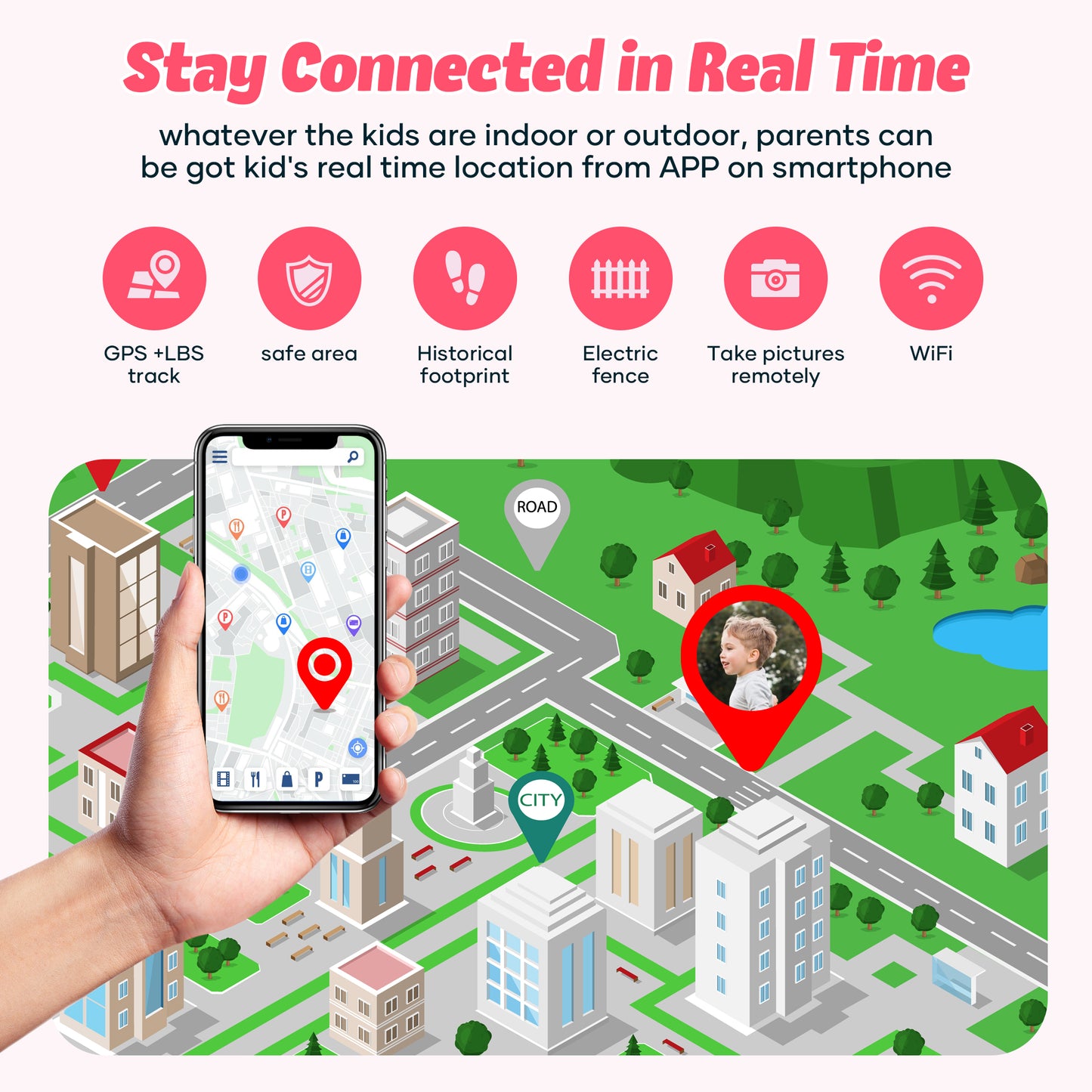 4G Smart Watch for Kids, GPS Tracker Smartwatch with Real Time Location Two Way Video Call Voice Chat, HD Touch Screen Camera SOS Alarm Clock Pedometer wrist Watch for Girls Gift（Pink）