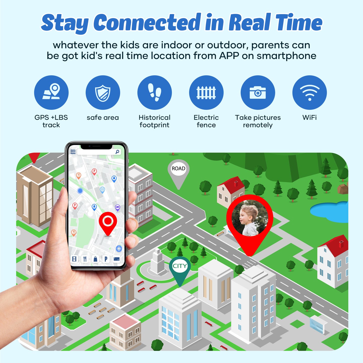 GPS SmartWatch, 4G Kids Smart Watch with Real-Time Location SOS 2 Way Video Call Voice Chat HD Touch Screen Camera, Wrist Watch for Boys and Girls Age from 3-12, Best Birthday Holiday Gift (Blue)