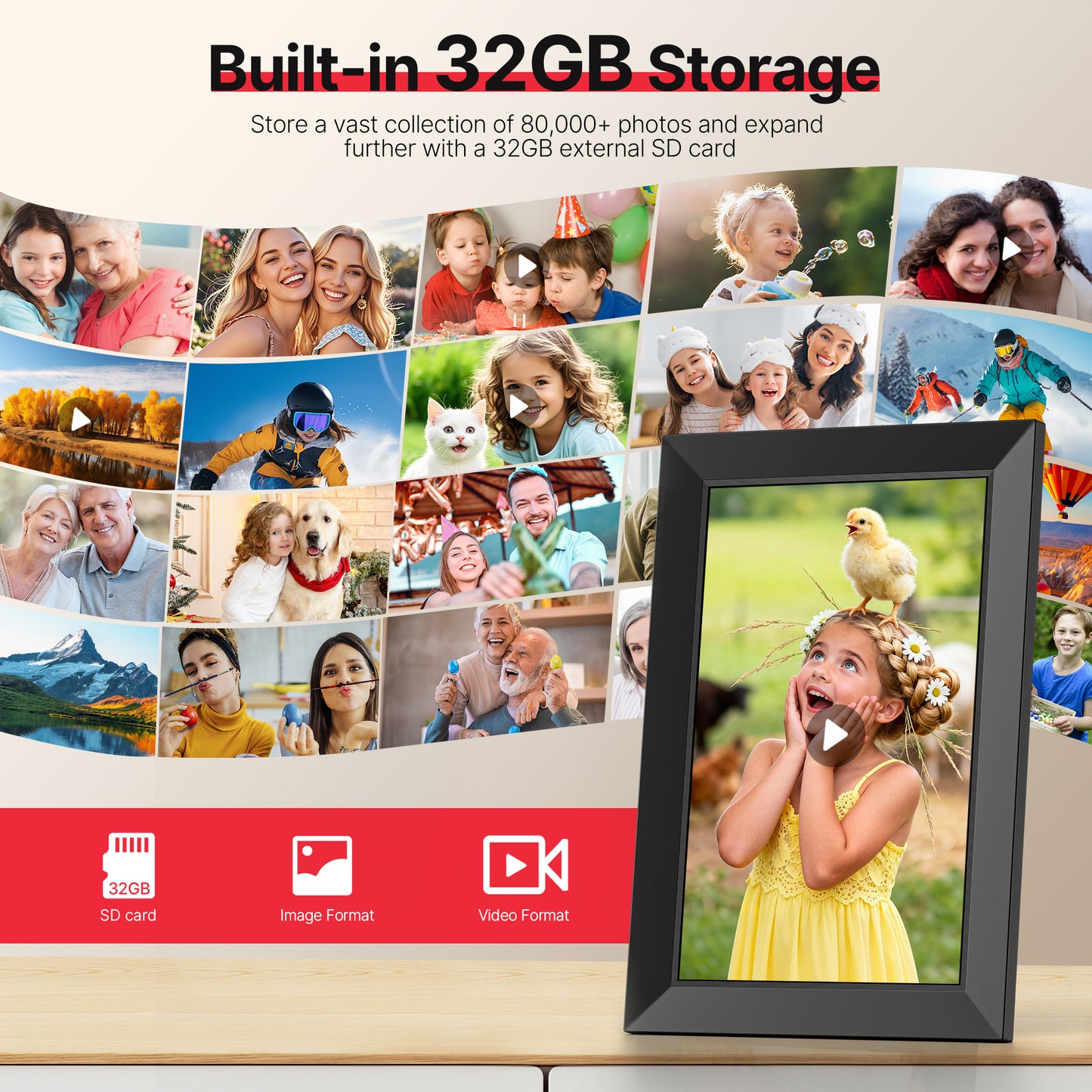 Frameo WiFi Digital Picture Frame, TEMASH 10.1" Digital Photo Frame 32G Memory with 1280*800 IPS Touchscreen, Wall Mount Auto Rotate Electronic Picture Frame, Gift for A Loved One!