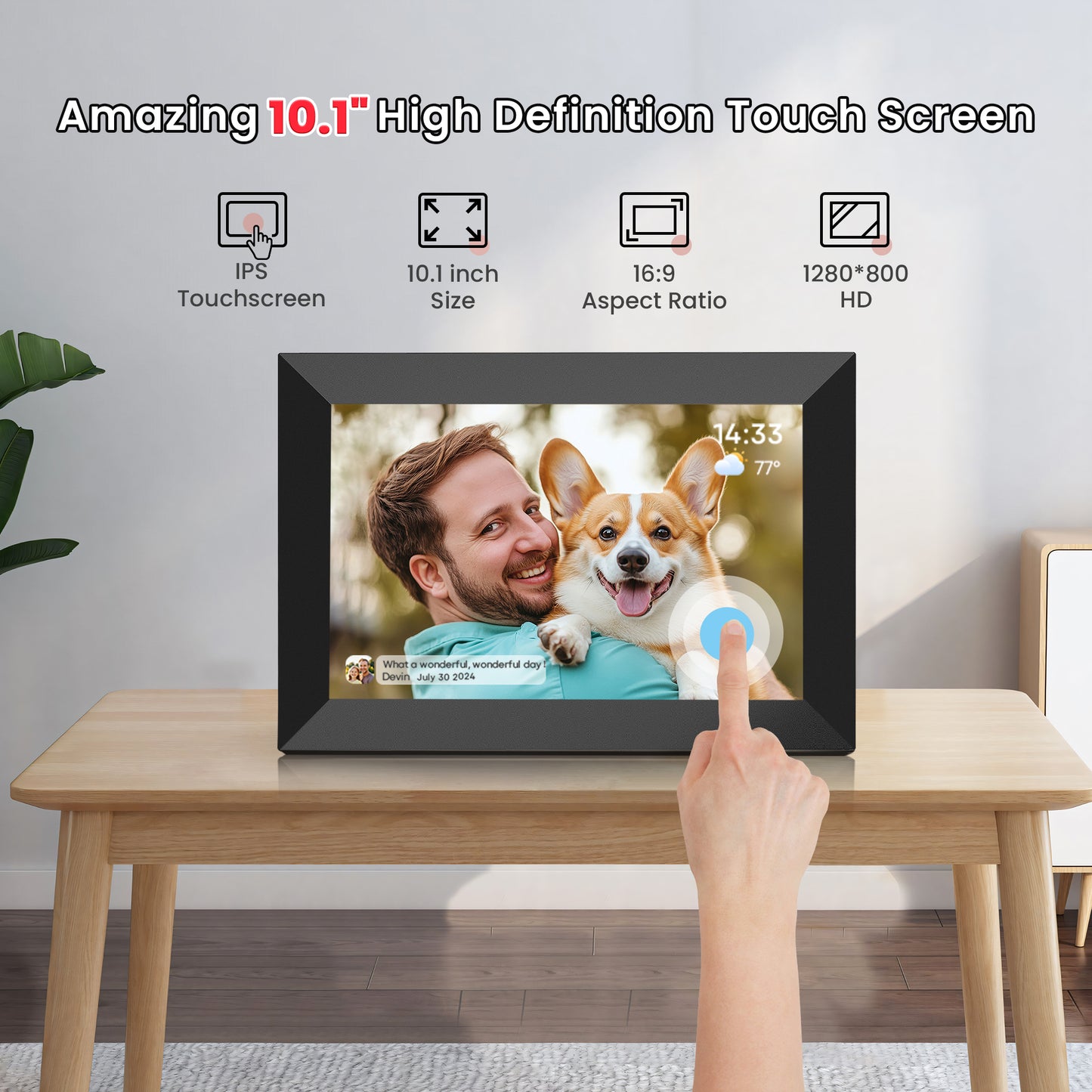 RICILAR Frameo WiFi Digital Picture Frames 2 Pack, 10.1-inch Electronic Photo Frames with IPS Touch Screen, 32GB Storage, Auto-Rotate, Wall Mountable, Ideal Gift Selection!