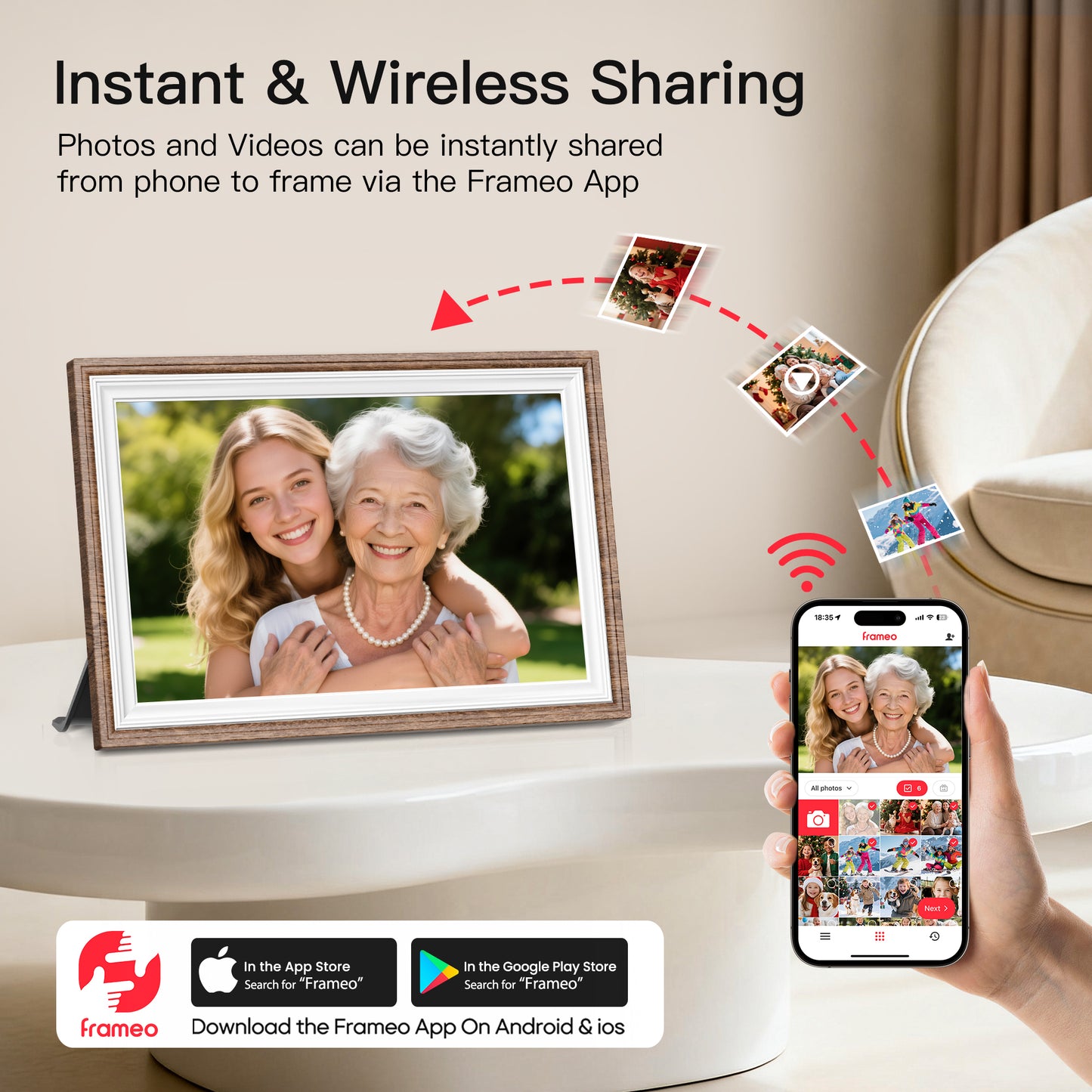 10.1inch Digital Picture Frame, NUSICAN WiFi Frameo Digital Frame for Photos & Videos 1280 x 800 HD Touch Screen 32GB Memory, Auto Rotate Wall Mountable, Slideshow, Perfect Holiday Present Choice