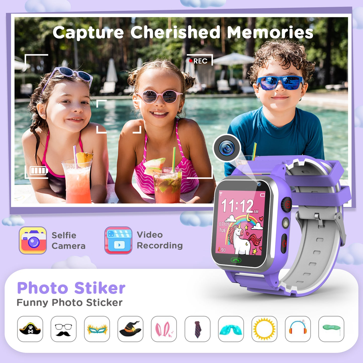 Smart Watch for Kids, Mollan Smartwatch for Boys Girls with 26 Puzzle Games Camera Music Player Alarm Clock, Touch Screen Sports Wrist Watch for Birthday Christmas Gift Age 4-12 Kid