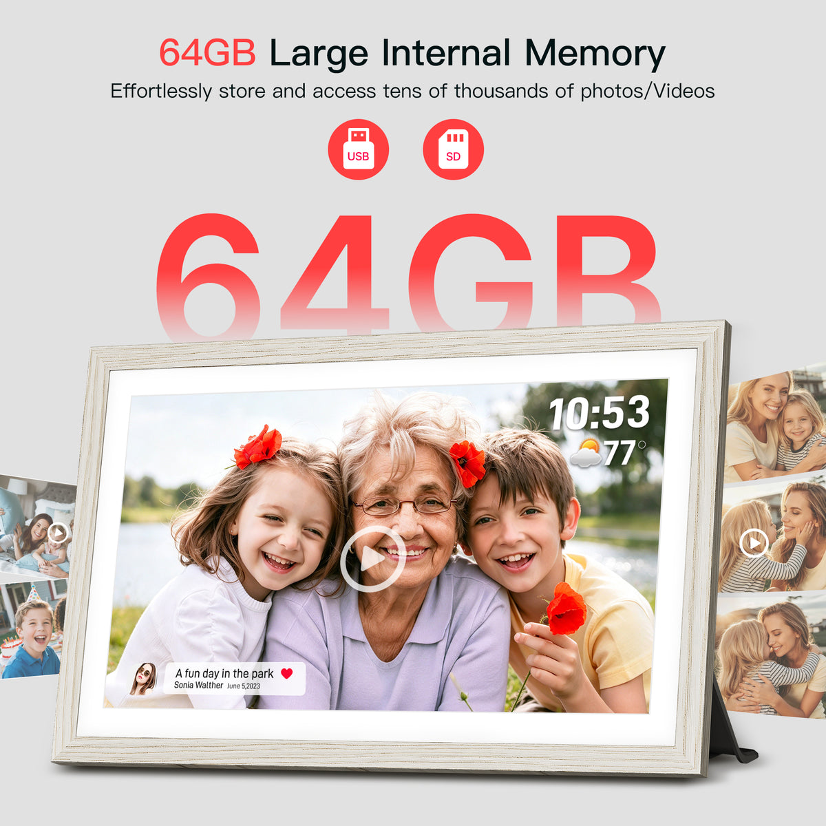 64GB Frameo Digital Picture Frame 15.6” NUSICAN Smart Large WiFi Photo Frames 1920 x 1080 HD IPS Touch Screen, Auto Rotate, Wall Mounted, Share from Phone App Remotely, Best Gifts for 2026