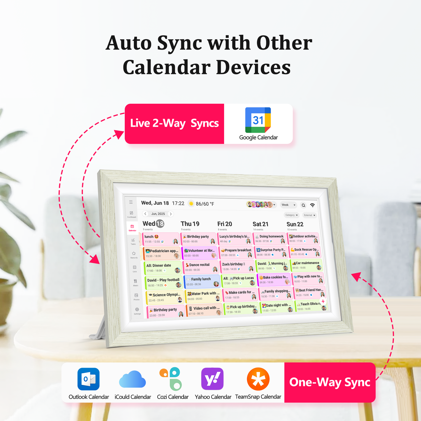 BIGASUO 15.6 inch Digital Calendar Wall Planner & Chore Chart, 1080P Interactive Display Touch Screen Smart Family Schedules, Meal Planner, To Do List, Task & Rewards, Wall & Desk Mountable