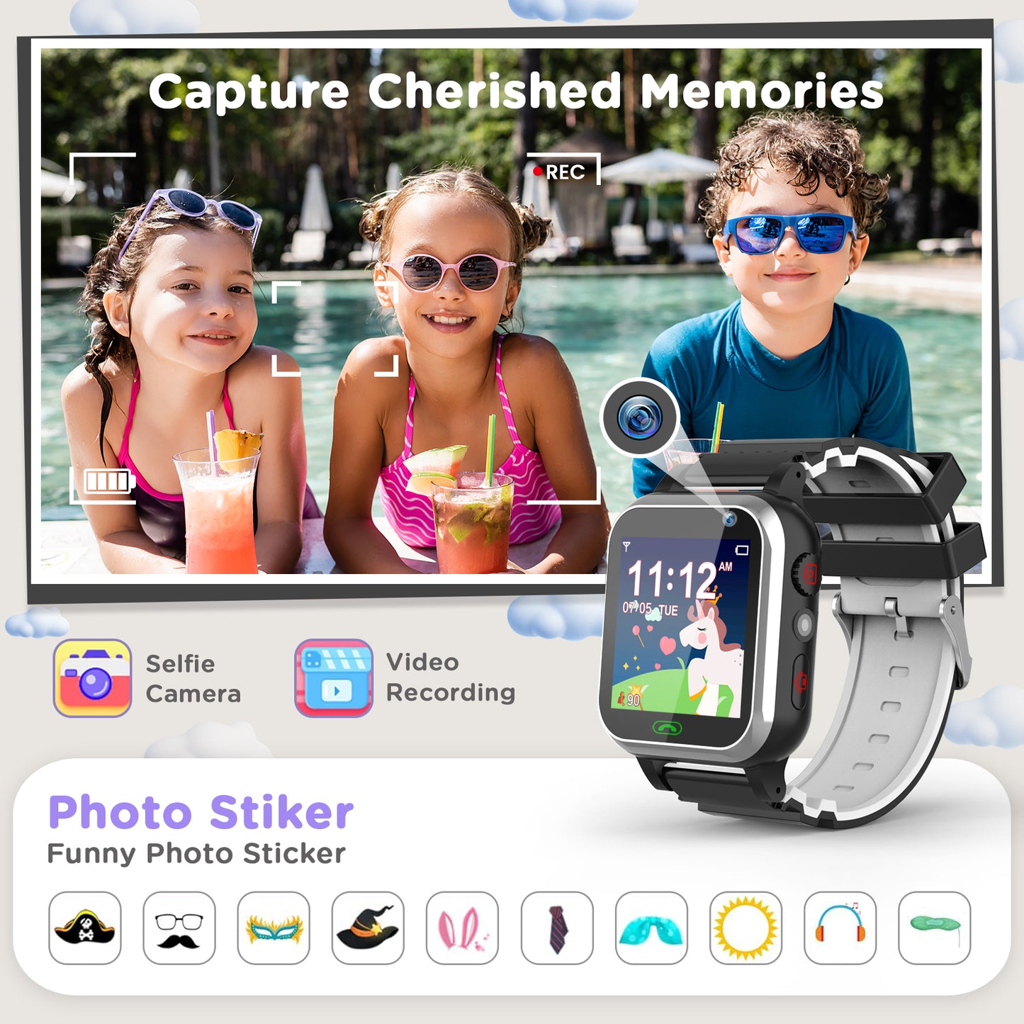 Smart Watch for Kids, Mollan SmartWatch for Boys Girls with 26 Puzzle Games Camera Music Player Alarm Clock, Touch Screen Sports Wrist Watch for Birthday Christmas Gift Age 4-12 kid