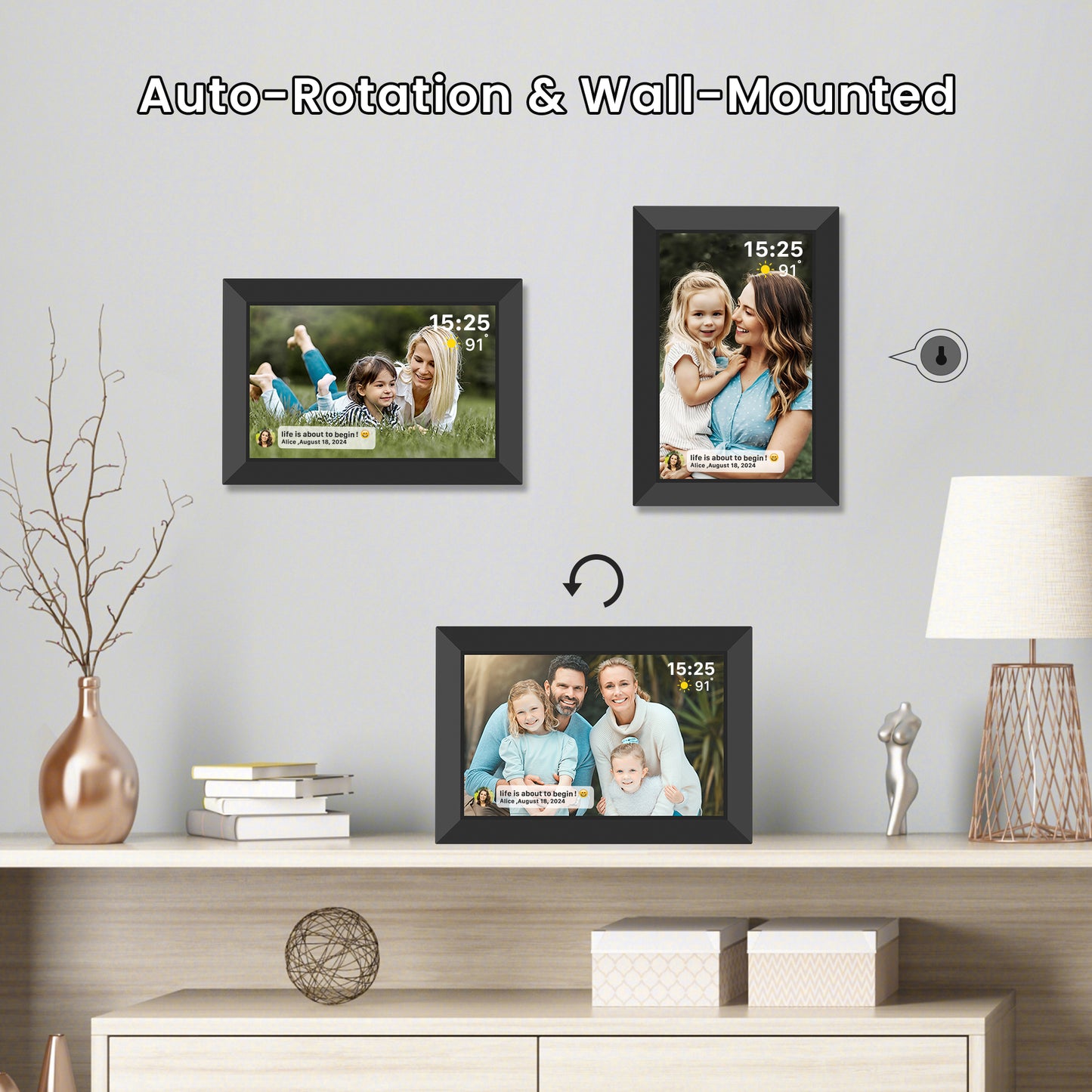 RICILAR Frameo 10.1 inch WiFi Digital Picture Frame, Electronic Picture Frame with IPS Touch Screen, 32GB Storage, Auto-Rotate, Wall Mountable, Ideal Gift Selection!