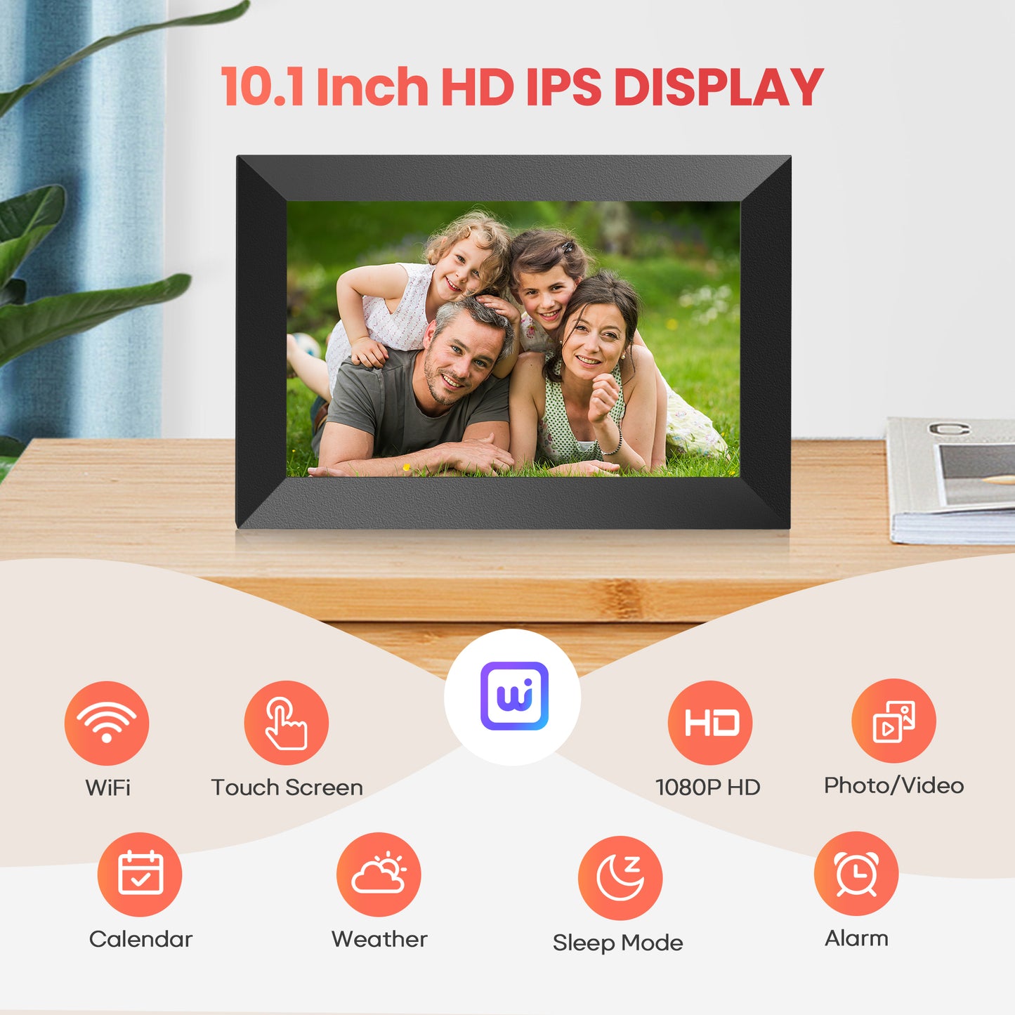 Temash 10.1 Inch WiFi Digital Photo Frame, Smart Digital Picture Frames with 32GB Storage & IPS Touch Screen , Auto Rotate electric frame share instant picture via free app, Best Gift for Loved One