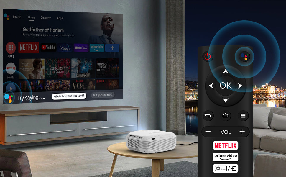 5G Smart Projector Built in Android Market Support 4D/4P Digital Keystone&Zoom, XOPPOX Native 1080P Full HD Projector Bluetooth Support, Home Theater and Outdoor Movie Projector[Carry Bag Included]