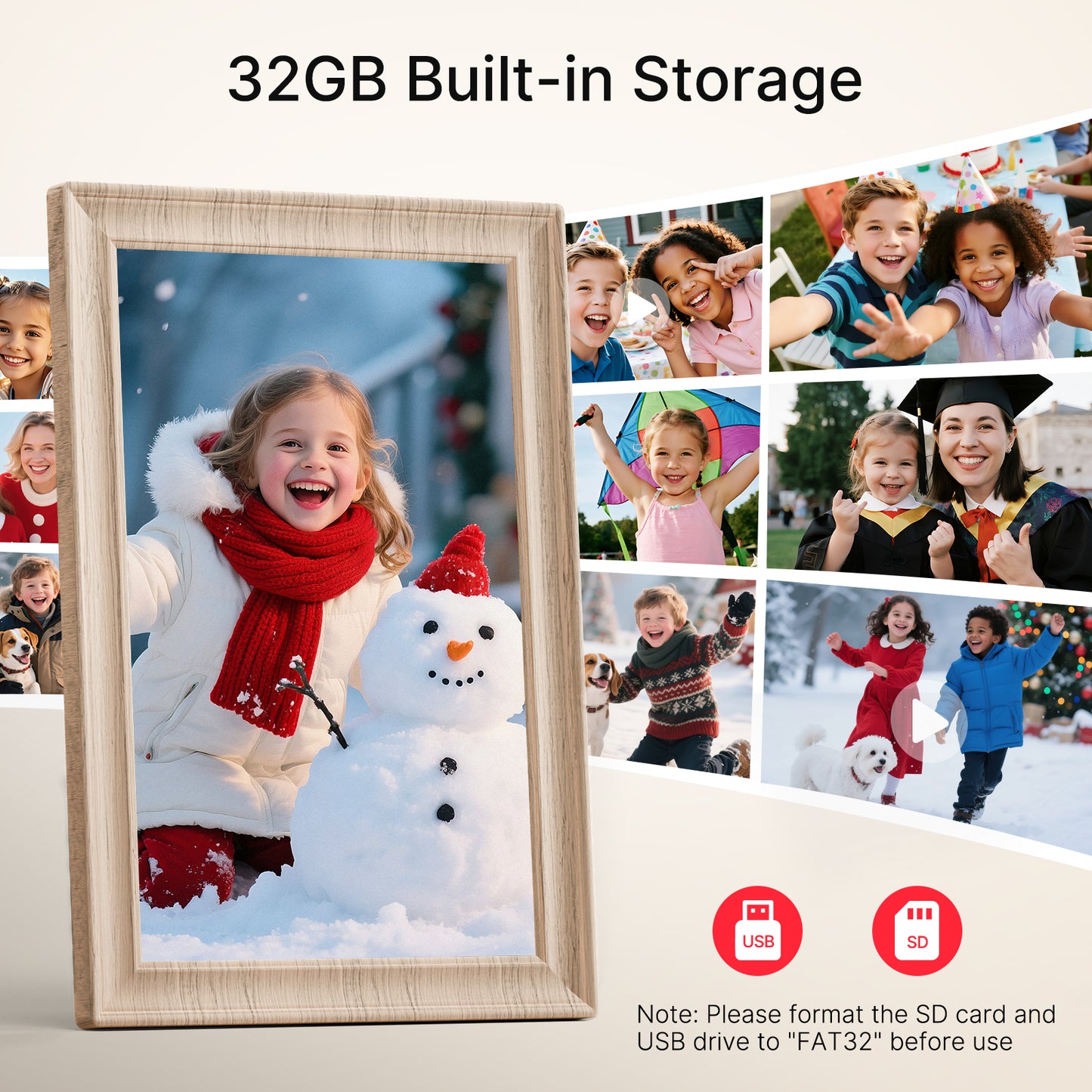 Frameo 10.1 Inch WiFi Digital Picture Frame, 1280x800 HD IPS Touch Screen Photo Frame Electronic, 32GB Storage, Auto-Rotate, Wall Mounted, Share Photos/Videos Instantly from Anywhere - White