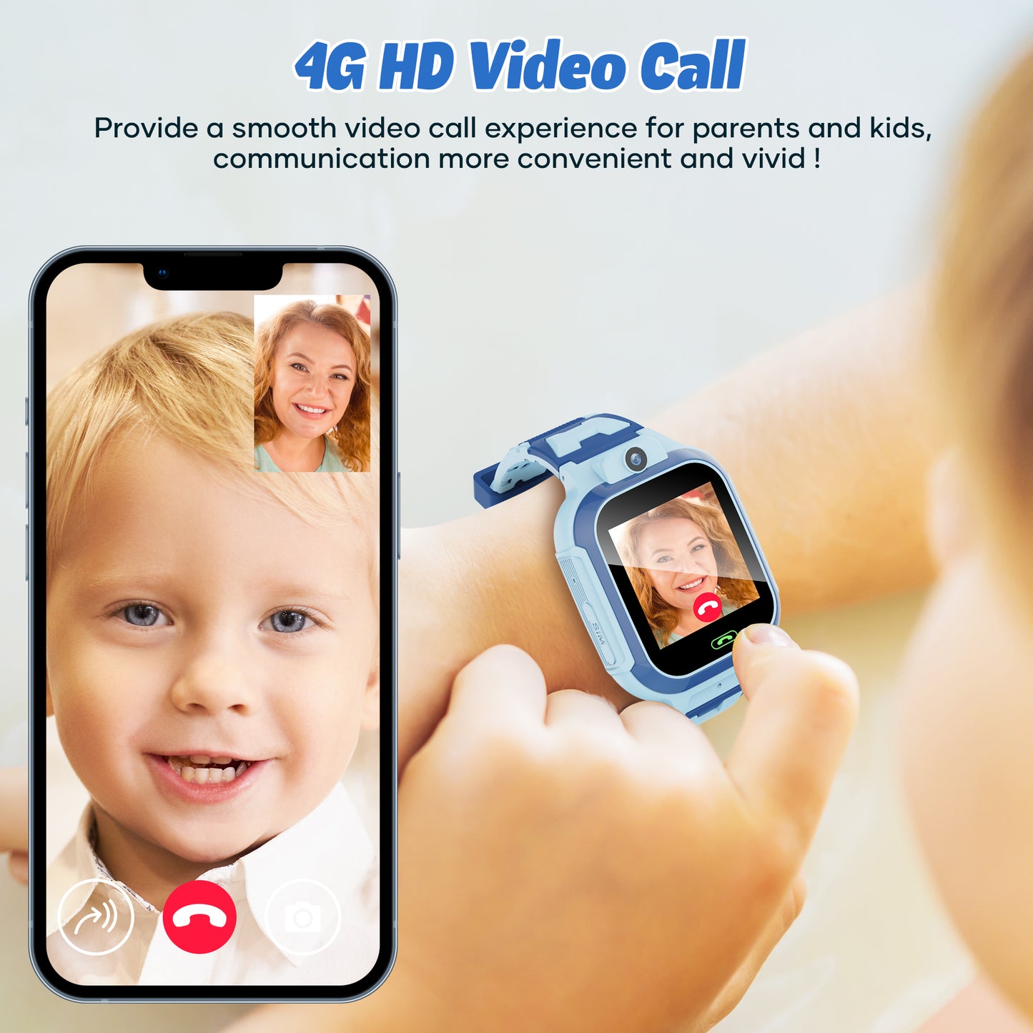 GPS SmartWatch, 4G Kids Smart Watch with Real-Time Location SOS 2 Way Video Call Voice Chat HD Touch Screen Camera, Wrist Watch for Boys and Girls Age from 3-12, Best Birthday Holiday Gift (Blue)