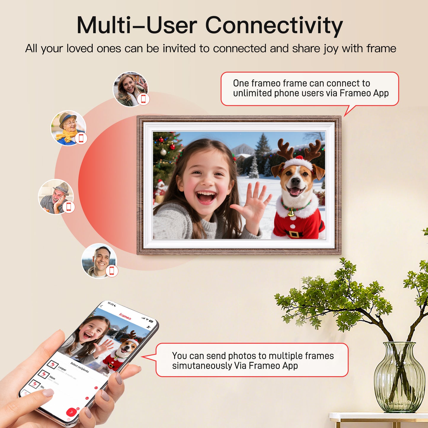 10.1inch Digital Picture Frame, NUSICAN WiFi Frameo Digital Frame for Photos & Videos 1280 x 800 HD Touch Screen 32GB Memory, Auto Rotate Wall Mountable, Slideshow, Perfect Holiday Present Choice