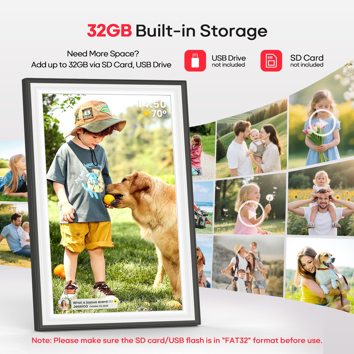 Frameo 10.1" WiFi Digital Picture Frame with 32GB Memory, 1280 x 800 IPS HD Touch Screen Electronic Photo Frame, Auto-Rotate, Slideshow, Wall Mountable, Share Photos/Video Remotely Anywhere