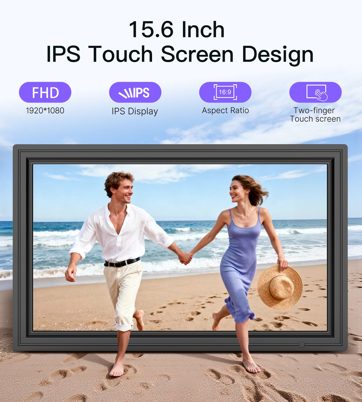 64GB Uhale 15.6" Digital Picture Frame, Large WiFi Electronic Photo Frames 1920 x 1080 IPS FHD Touch Screen, Share Photos and Videos Anywhere, Support SD/USB, Best Gifts for Parents and Grandparents