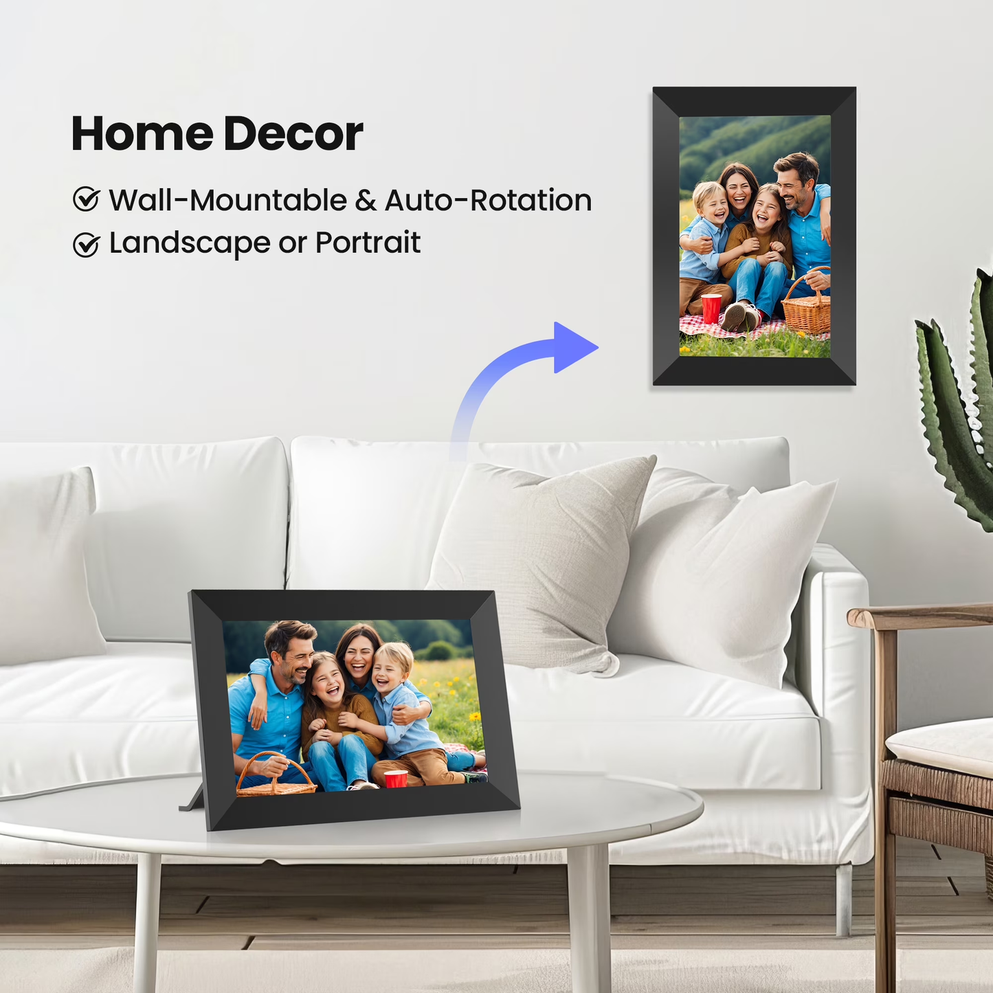 Ricilar 10.1 inch Digital Photo Frame WiFi, 1280*800 HD IPS Touchscreen 32GB Electric Picture Frames Send Photos Videoes via Micro SD Card Uhale App From Anywhere