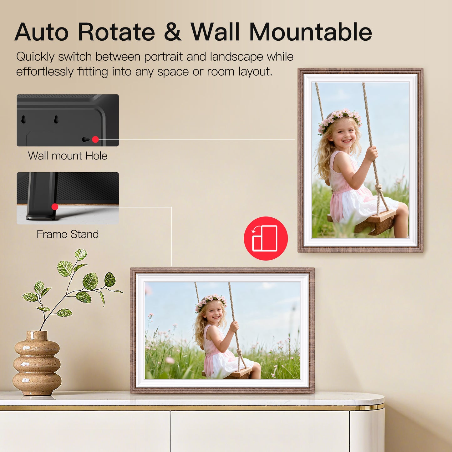 10.1inch Digital Picture Frame, NUSICAN WiFi Frameo Digital Frame for Photos & Videos 1280 x 800 HD Touch Screen 32GB Memory, Auto Rotate Wall Mountable, Slideshow, Perfect Holiday Present Choice