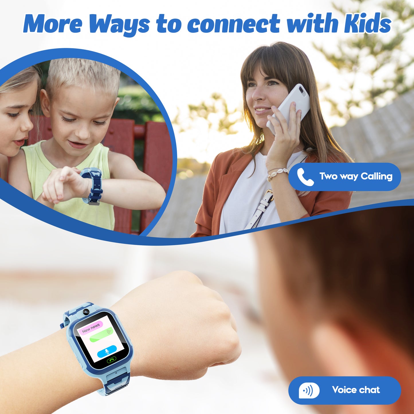 GPS SmartWatch, 4G Kids Smart Watch with Real-Time Location SOS 2 Way Video Call Voice Chat HD Touch Screen Camera, Wrist Watch for Boys and Girls Age from 3-12, Best Birthday Holiday Gift (Blue)