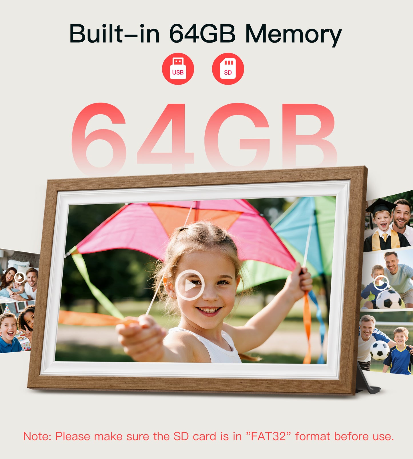 64GB Frameo 15.6" Digital Picture Frame Large 1920 x 1080 IPS FHD Touch Screen WiFi Electronic Photo Frames Share Moments Instantly Anywhere Best Gifts for Parents and Grandparents Solid Walnut