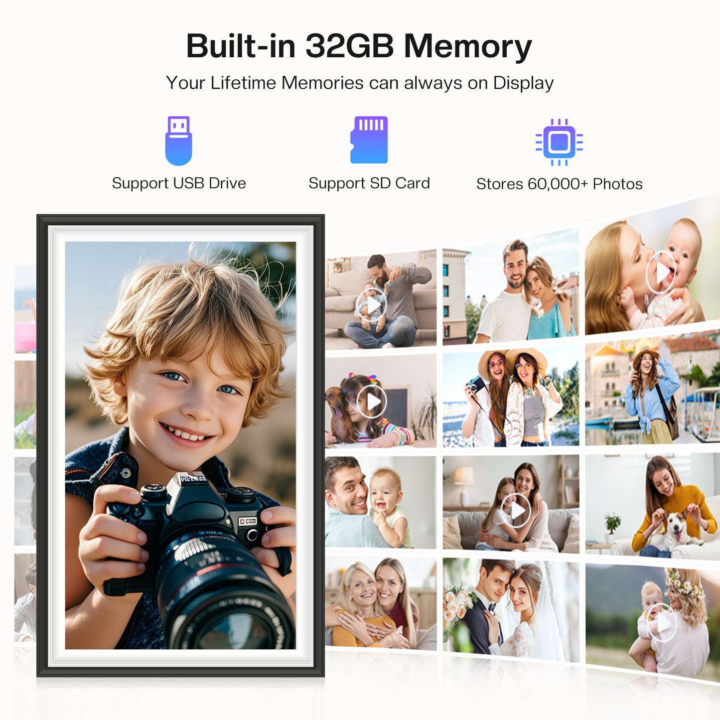 15.6" Uhale Digital Picture Frame RCA Large WiFi Electronic Photo Frames 1920 x 1080 IPS FHD Touchscreen 32GB Memory Send Photos from Phone at Anywhere, Best Gifts for Parents and Friends