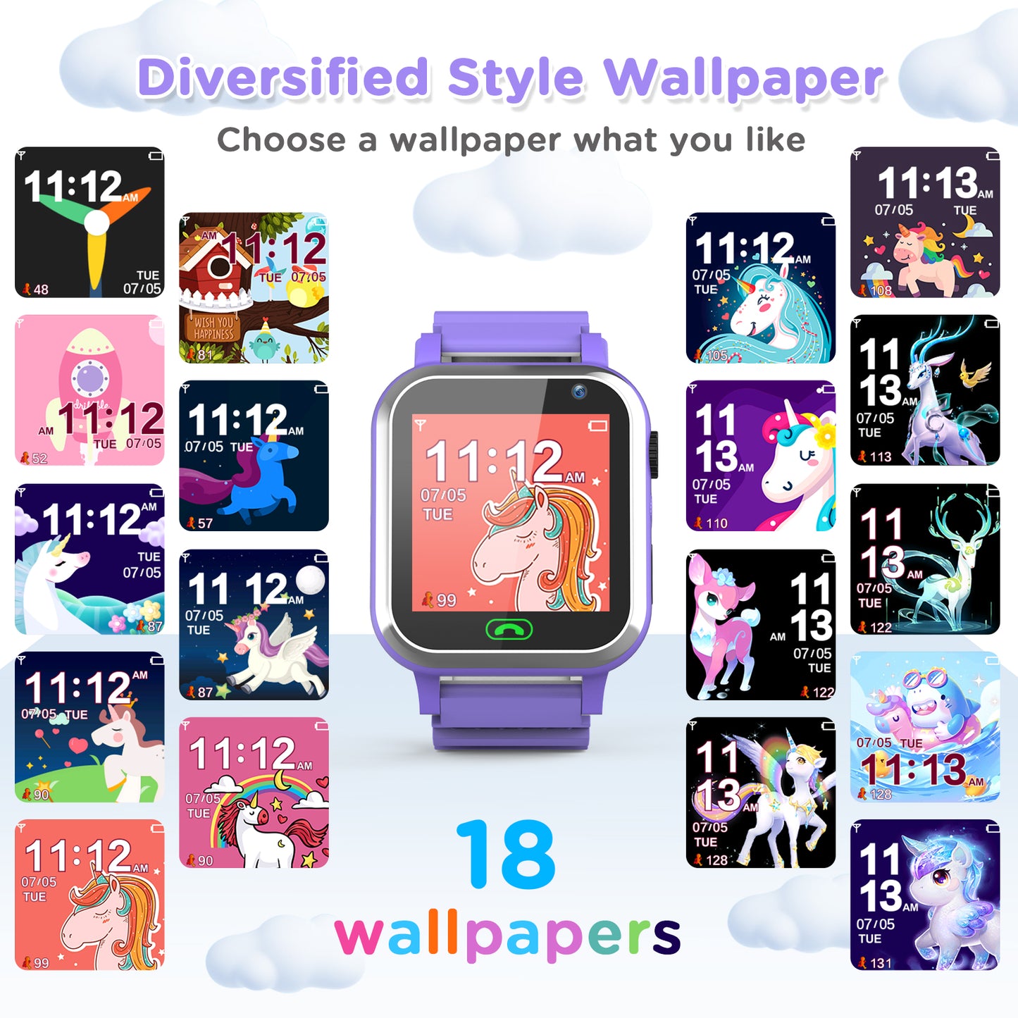 Smart Watch for Kids, Mollan Smartwatch for Boys Girls with 26 Puzzle Games Camera Music Player Alarm Clock, Touch Screen Sports Wrist Watch for Birthday Christmas Gift Age 4-12 Kid