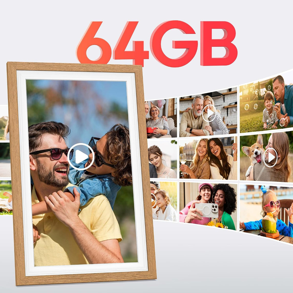 Frameo 15.6 Inch WiFi Digital Photo Frame with 64GB Memory, 1920x1080 FHD IPS Touchscreen Digital Picture Frame, Auto-Rotate, Instant Photo & Video Sharing via Frameo App