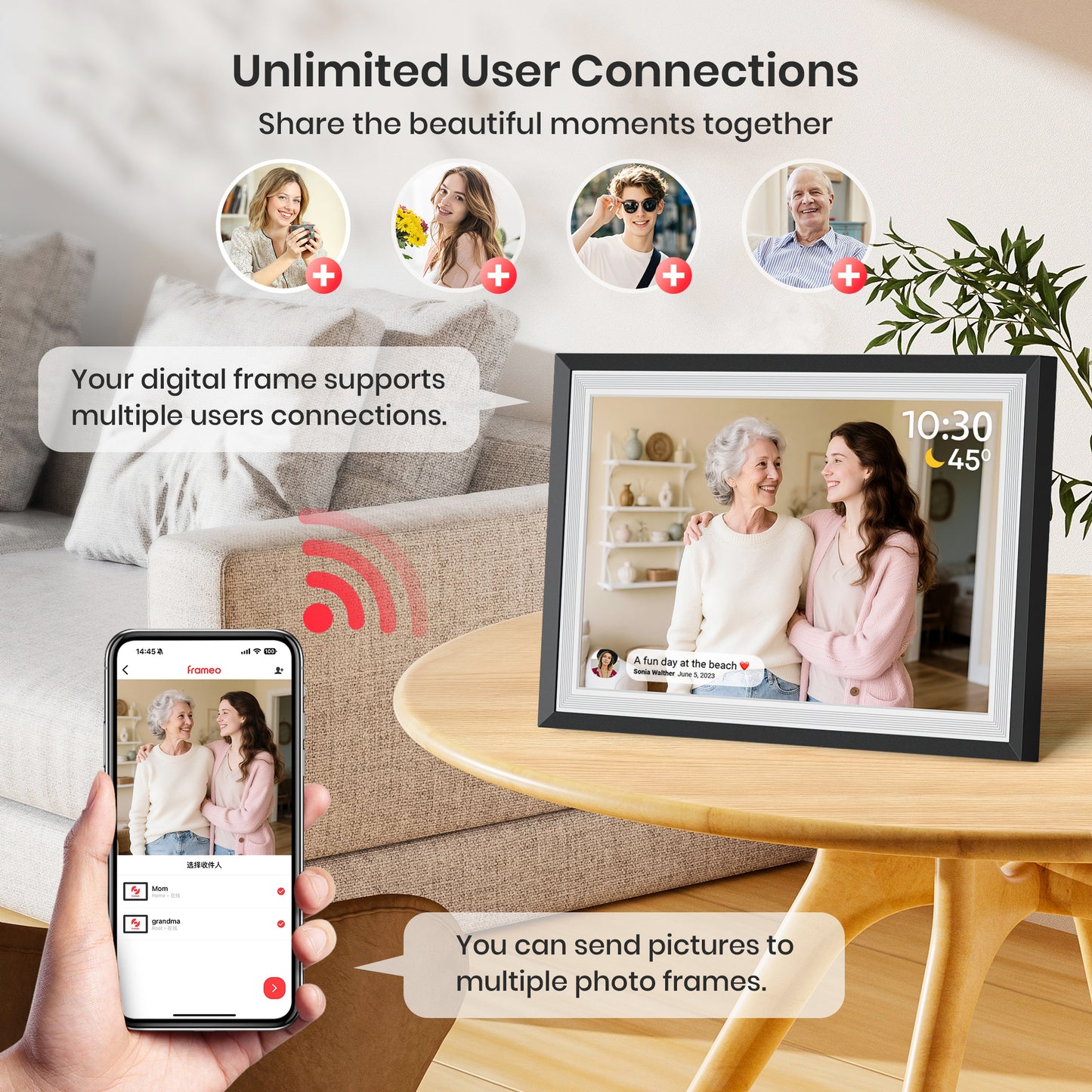 Girool Frameo 10.1” WiFi Digital Photo Frame with 3000mAh Battery, Electronic Picture Frame with IPS Touch Screen,Auto-Rotate, 32GB Storage, Share Moments Instantly via Frameo App from Anywhere