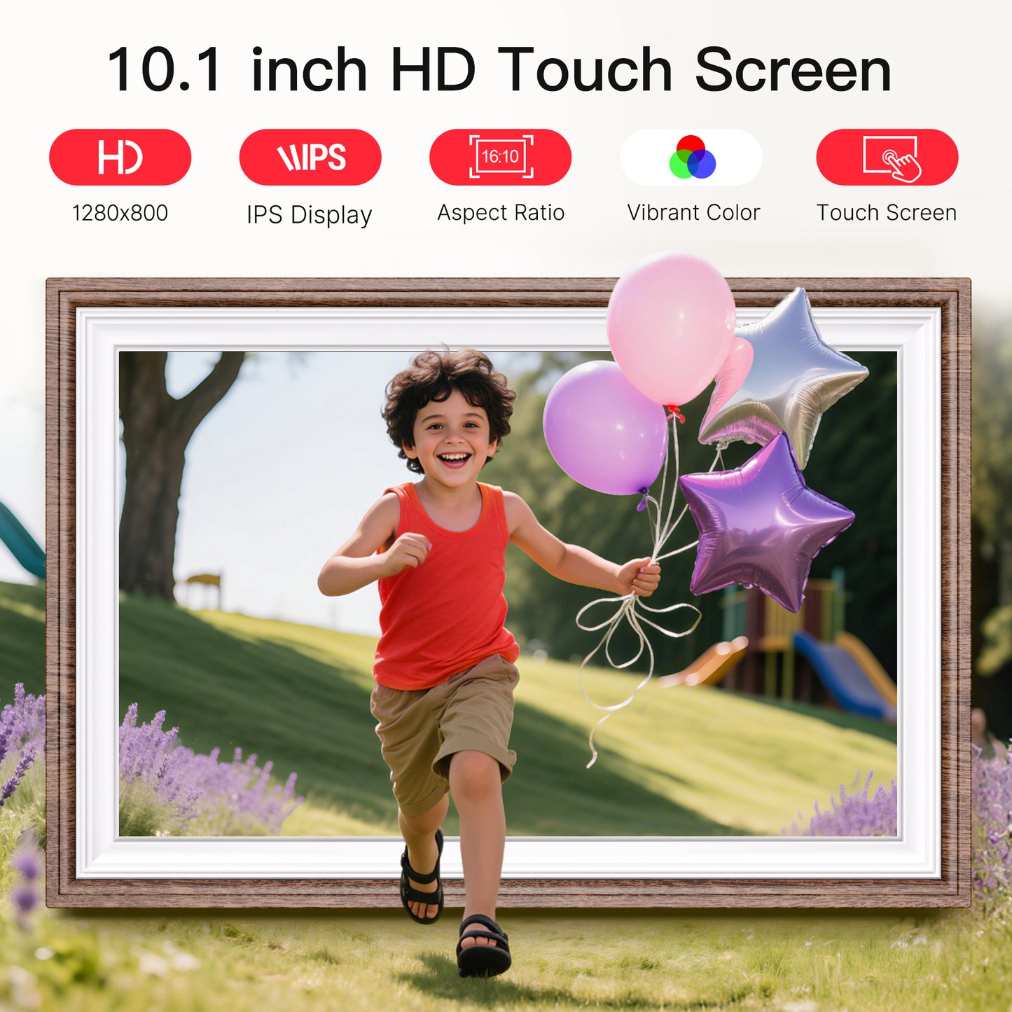 10.1inch Digital Picture Frame, NUSICAN WiFi Frameo Digital Frame for Photos & Videos 1280 x 800 HD Touch Screen 32GB Memory, Auto Rotate Wall Mountable, Slideshow, Perfect Holiday Present Choice
