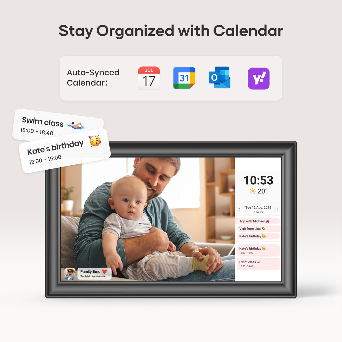 Frameo 15.6” 64GB Digital Picture Frame NUSICAN WiFi Photo Video Frames 1920 x 1080 FHD Touch Screen, Auto Rotate, Wall Mounted, Share from Phone App Easily, Best Gifts for Parents & Friends