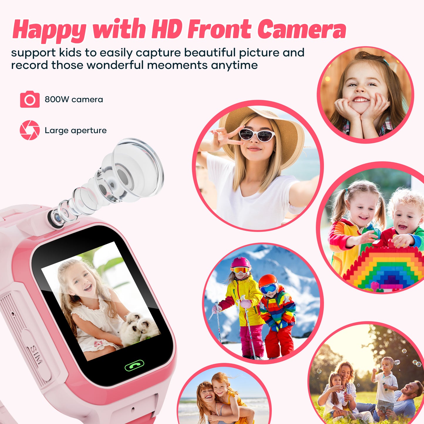 4G Smart Watch for Kids, GPS Tracker Smartwatch with Real Time Location Two Way Video Call Voice Chat, HD Touch Screen Camera SOS Alarm Clock Pedometer wrist Watch for Girls Gift（Pink）