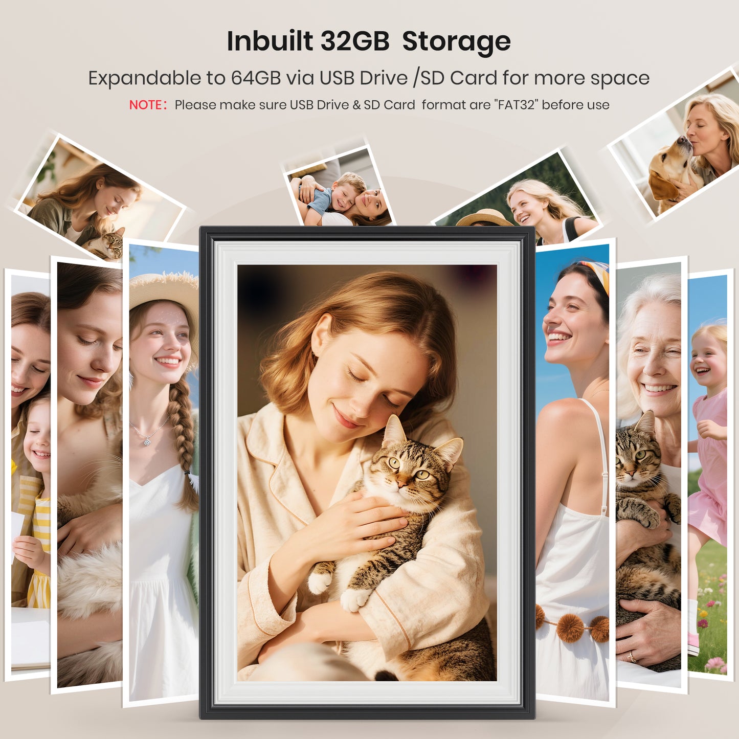 Frameo Digital Photo Frame 10.1inch NUSICAN WiFi Electric Picture Frame with 1280 x 800 HD Touch Screen 32GB Memory, Support Auto Rotate Wall Mountable, Share from Phone App Instantly