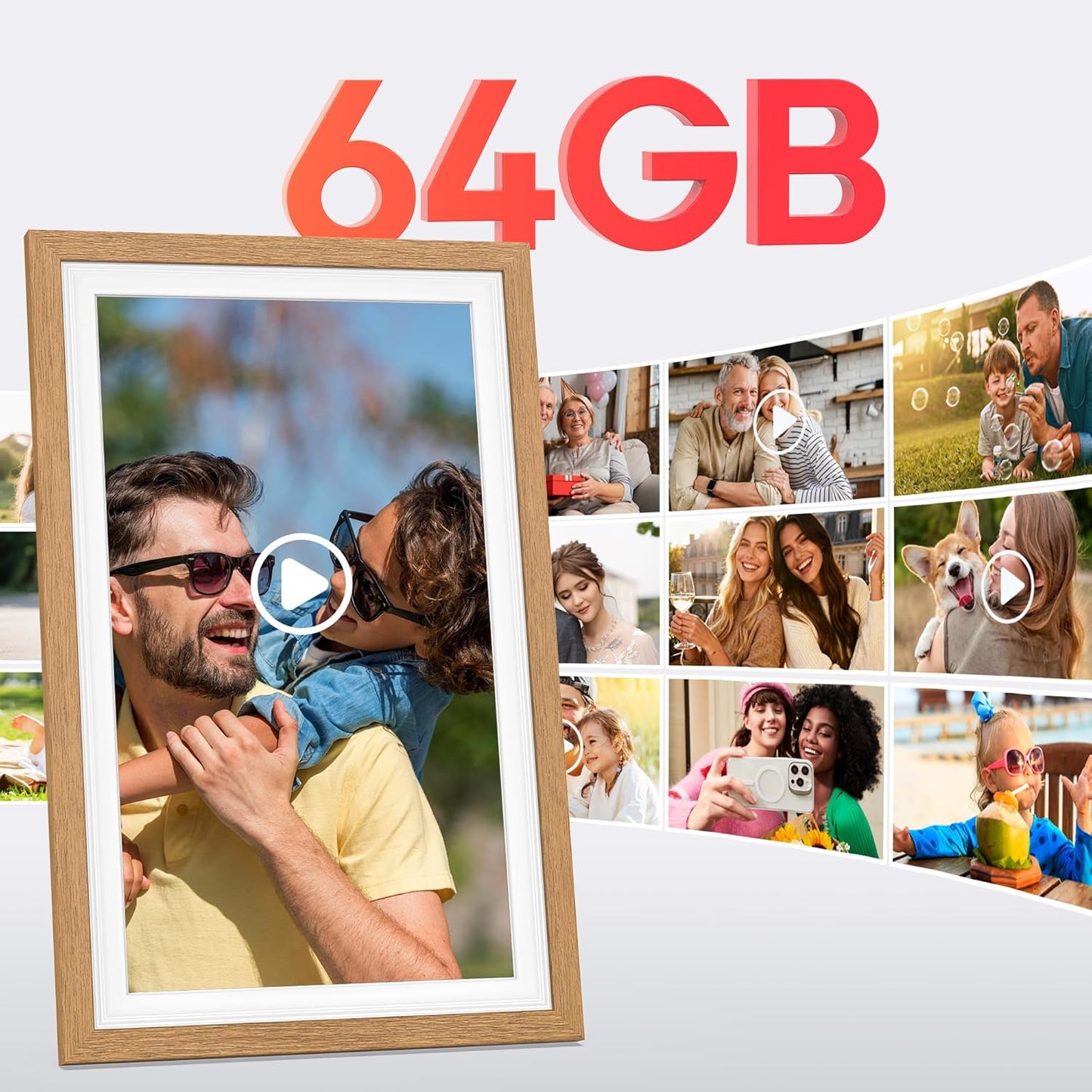 Frameo 15.6 Inch WiFi Digital Photo Frame with 64GB Memory, 1920x1080 FHD IPS Touchscreen Digital Picture Frame, Auto-Rotate, Instant Photo & Video Sharing via Frameo App