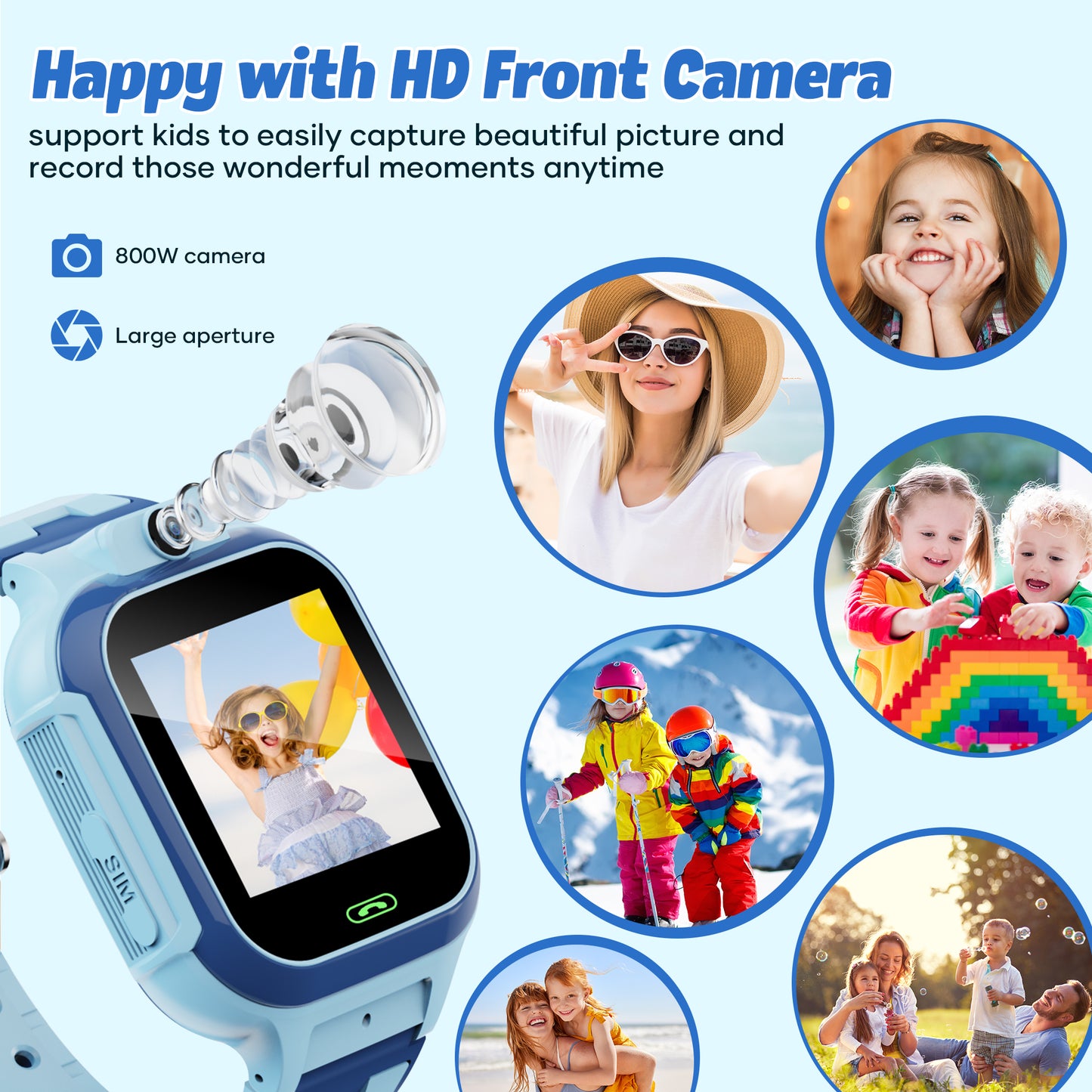 GPS SmartWatch, 4G Kids Smart Watch with Real-Time Location SOS 2 Way Video Call Voice Chat HD Touch Screen Camera, Wrist Watch for Boys and Girls Age from 3-12, Best Birthday Holiday Gift (Blue)