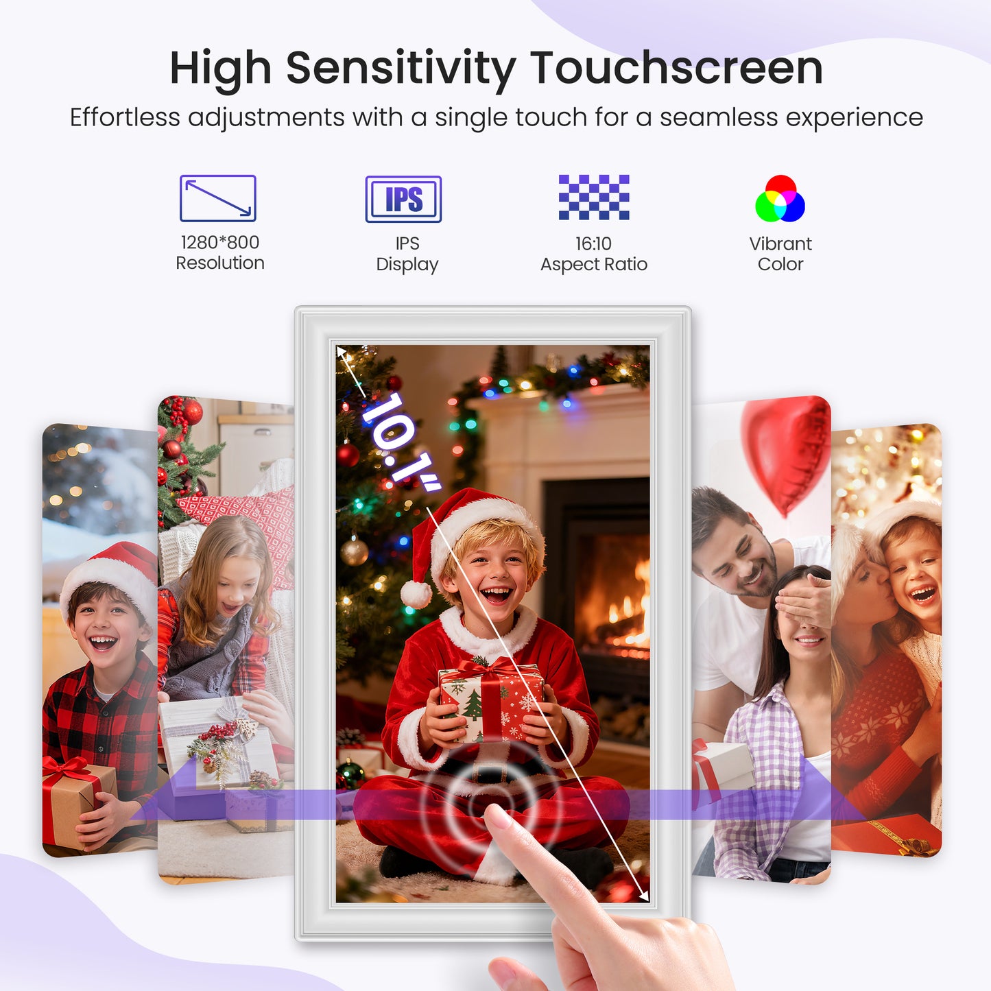 RCA Digital Photo Frame 10.1 Inch WiFi Digital Frames with 32GB Memory, 1080P IPS Touch Screen Picture Frames Auto-Rotate, Wall Mountable, Share Photos/Video Via Phone Uhale App Remotely (White)