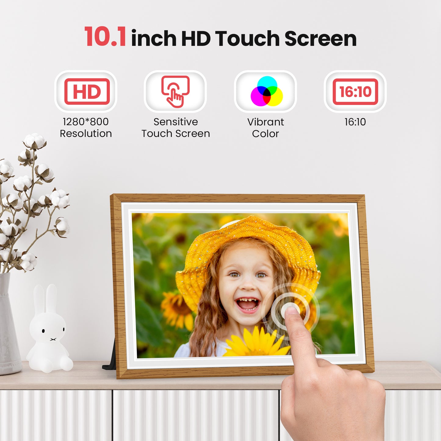 RCA Digital Photo Frame 10.1 inch WiFi Uhale Picture Frames for Photos & Videos with 32GB Memory, 1080P HD IPS Touch Screen, Support Auto Rotate, Wall Mounted, Instant Share Anytime