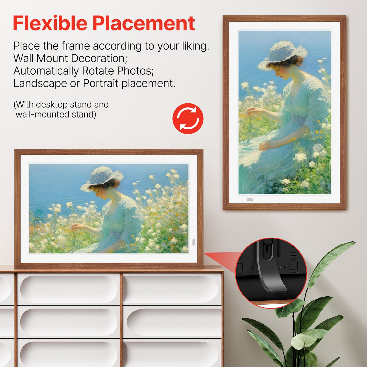 FANGOR 21.5" Large Digital Picture Frame 64GB, WiFi Photo Frame 1920x1080 FHD IPS Display with Remote Control, Auto-Rotate, Wall Mounted, Share Photos/Videos Via Uhale App/USB/SD (No Touch Screen)