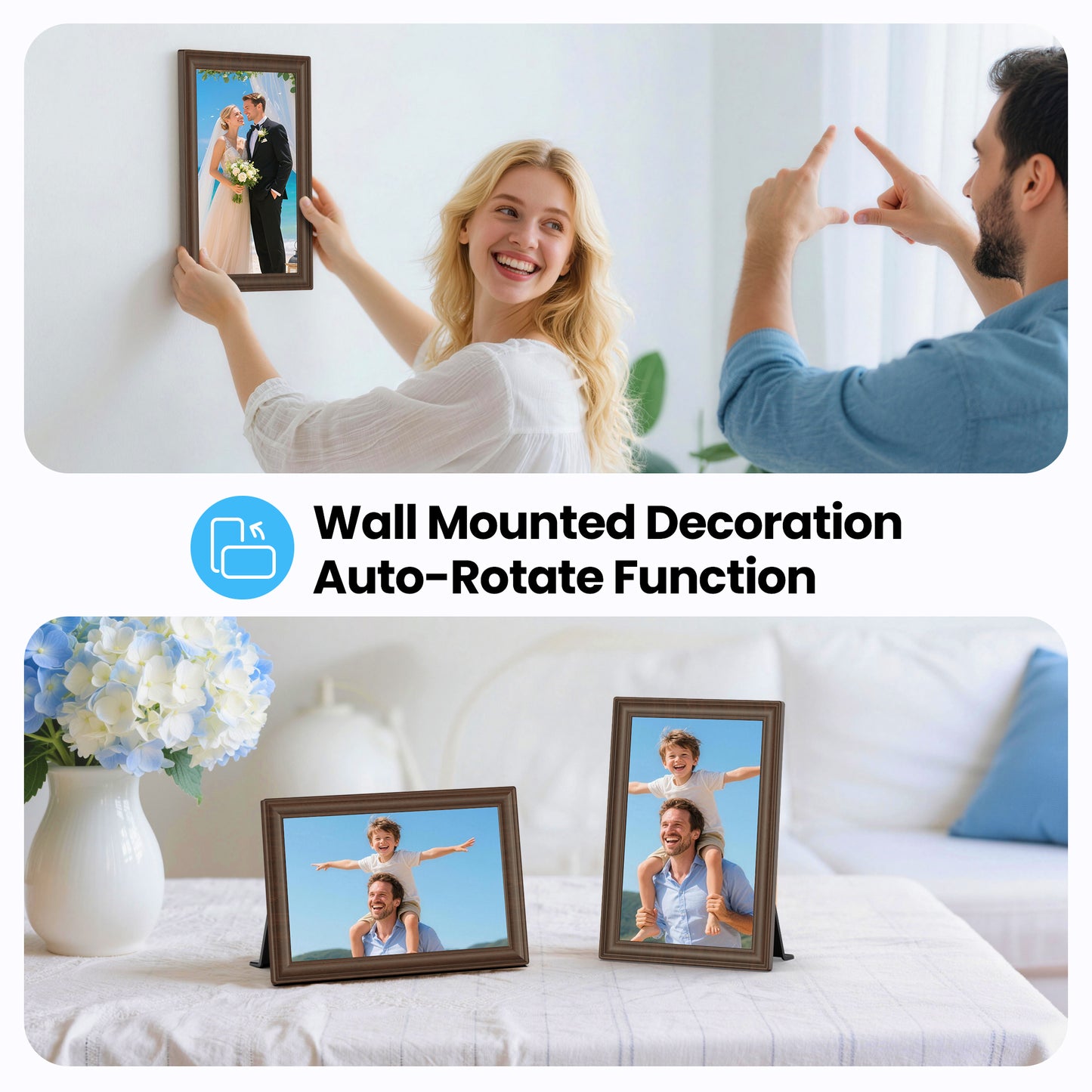 NUSICAN Digital Picture Frame 10.1 Inch Electric WiFi Touch Screen IPS Display digital Photo Video frames with 32GB Memory, Share Instantly via Uhale App, Best Gift for Mother's Day