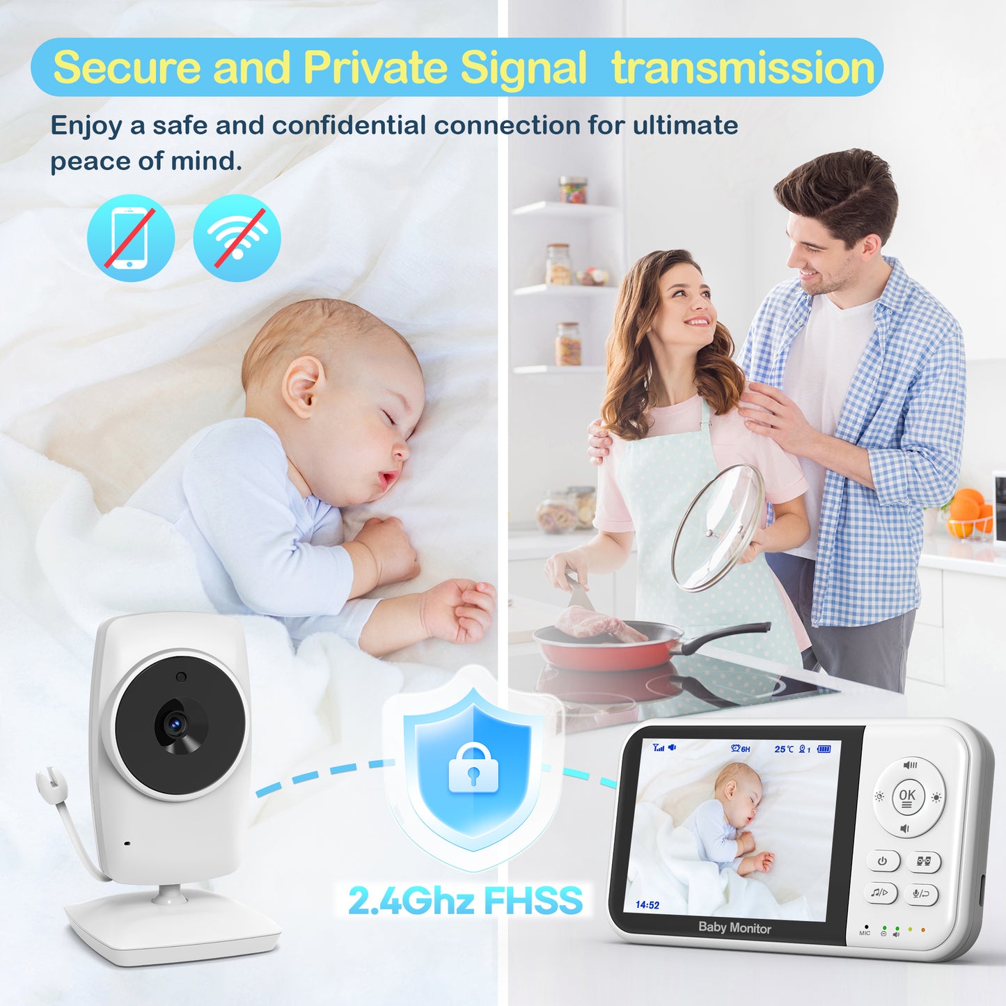 Baby Monitor with Camera and Audio, Video Baby Surveillance System with 3.2” HD Screen, Night Vision, 2 Way Talk, Temperature Sensor, Portable Indoor Home Security Camera with Monitor