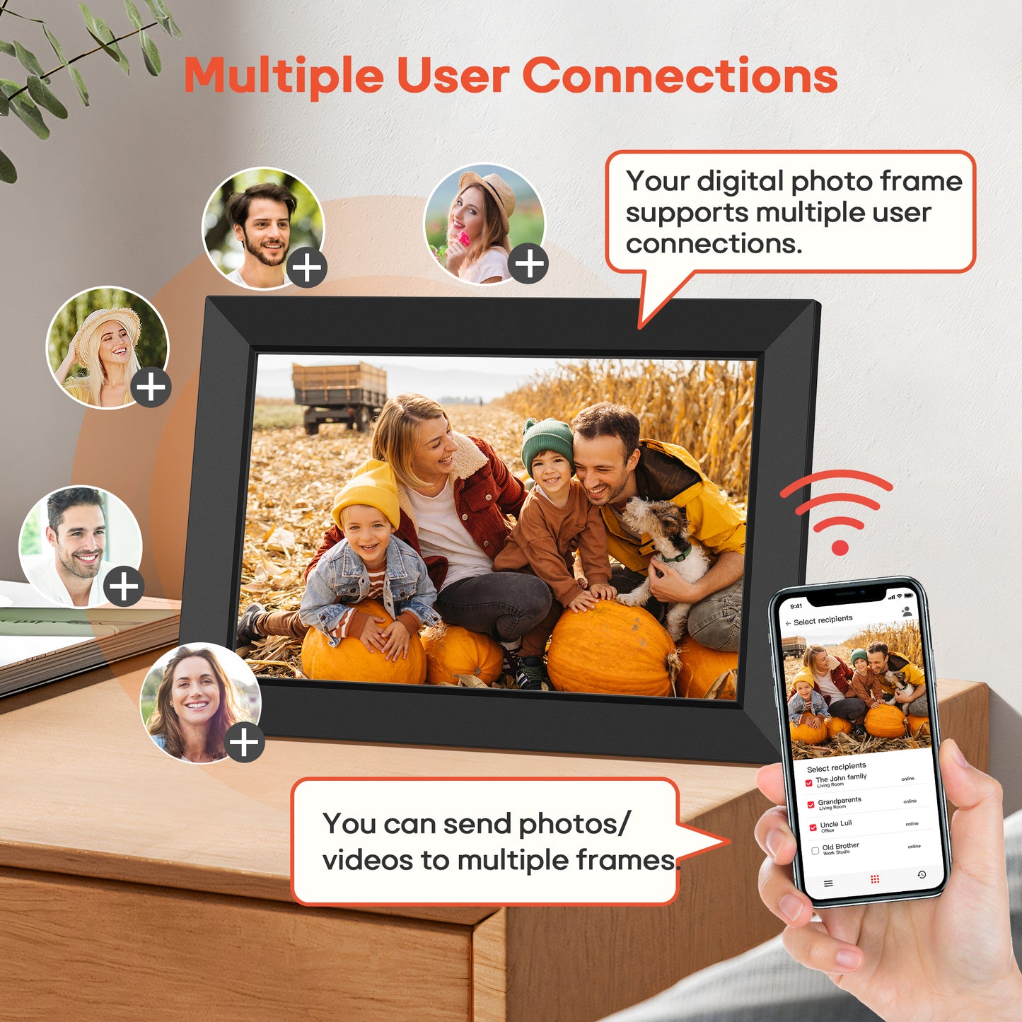 Frameo 10.1 Inch WiFi Digital Picture Frame with 32GB Memory, 1280 x 800 IPS Touch Screen Smart Electronic Photo Frame, Wall Mountable, Auto-Rotate, Share Photos/Videos Via Frameo App from Anywhere