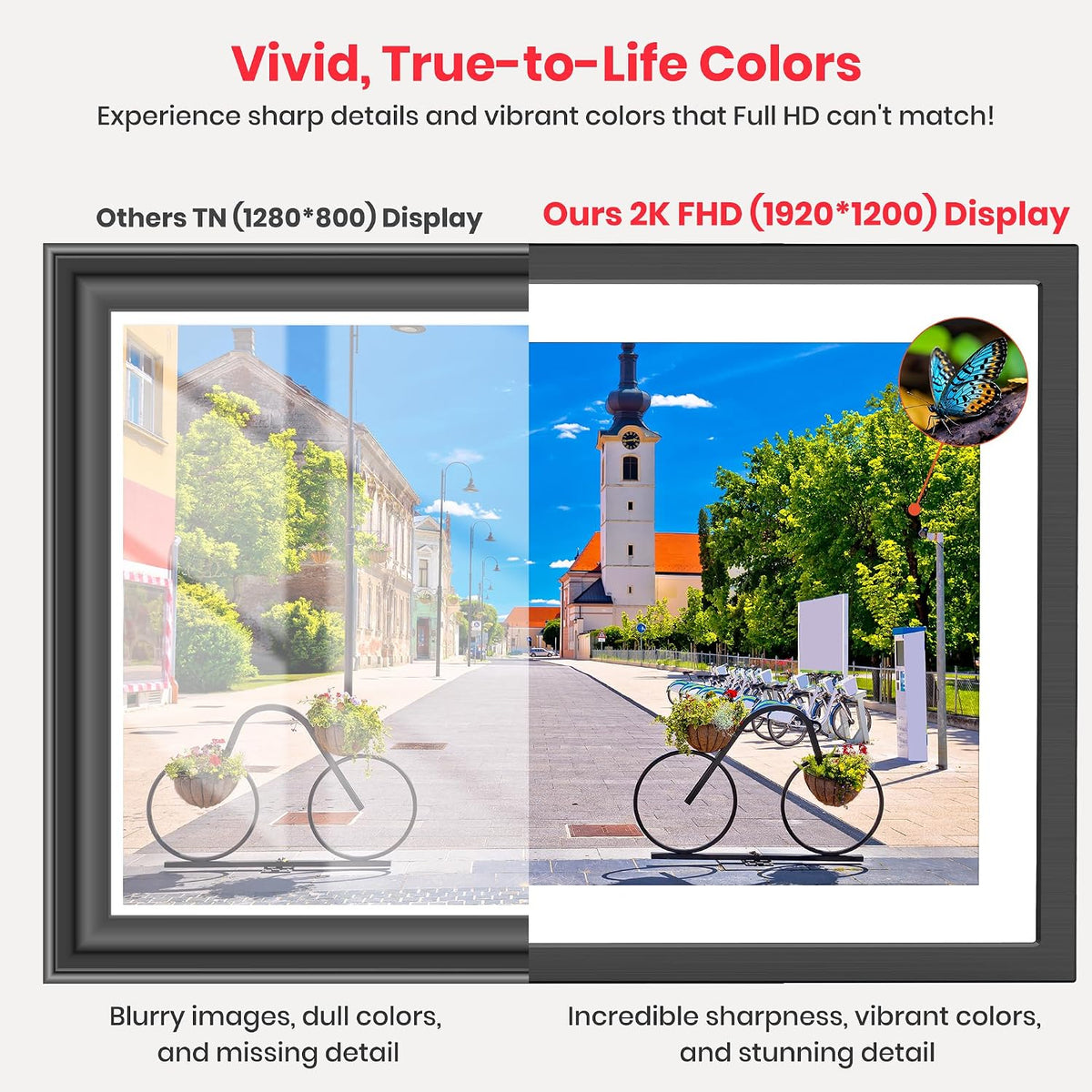 Frameo WLAN Digitaler Bilderrahmen 10,1 Zoll, 1920 * 1200P 2K Touchscreen 64GB Speicher Elektronischer FotoRahmen, Auto Drehung, Einfache Weitergabe von Fotos Videos über Frameo App