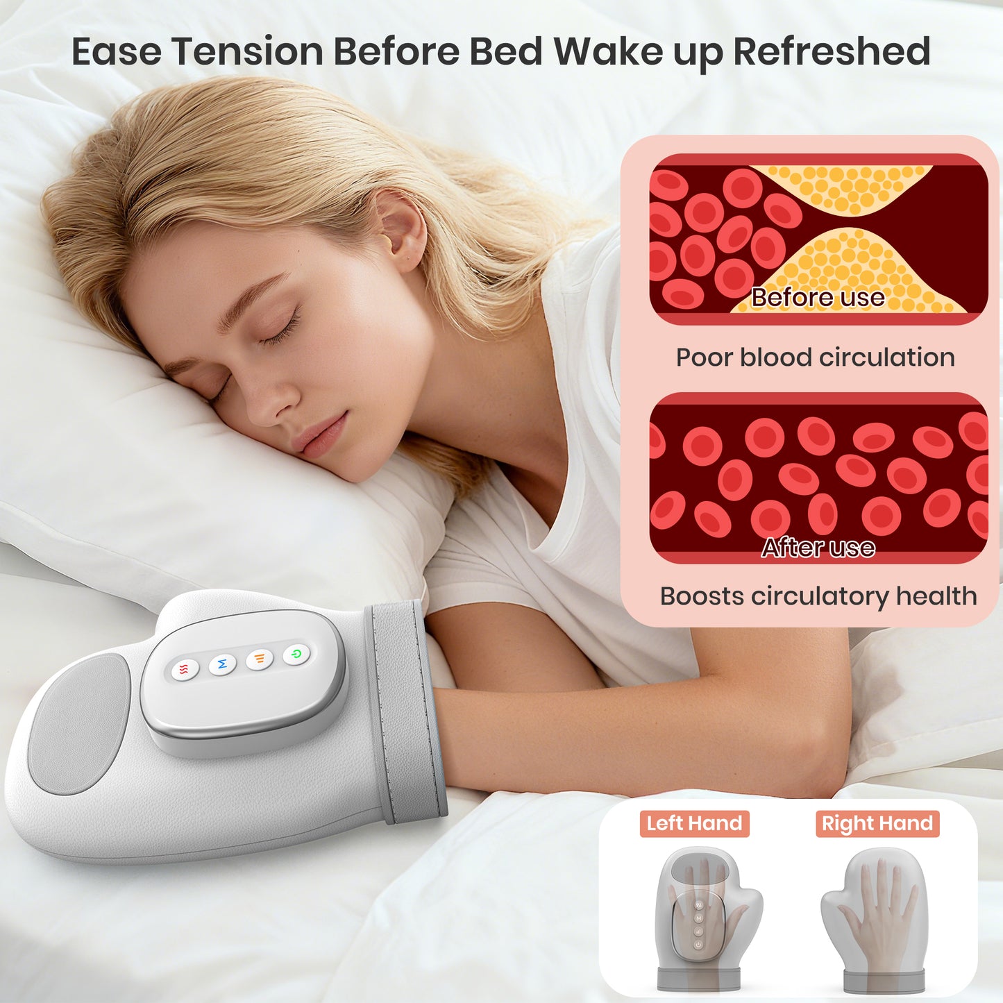 Msake Hand Massager with Heat and Compression, 3 Massage Modes, 3 Temperature Settings, 5 Pressure Modes, Suitable for Relieving Arthritis and Carpal Tunnel Relief, Best Gift!