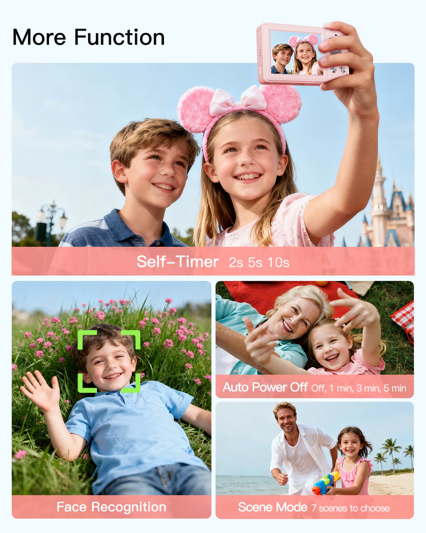 Digital Camera, FHD 1080P Point and Shoot Camera with 32GB SD Card, 2 Batteries, 16X Zoom, Anti Shake, Compact Small Design for Kids Teens Students Girls Boys (Pink)