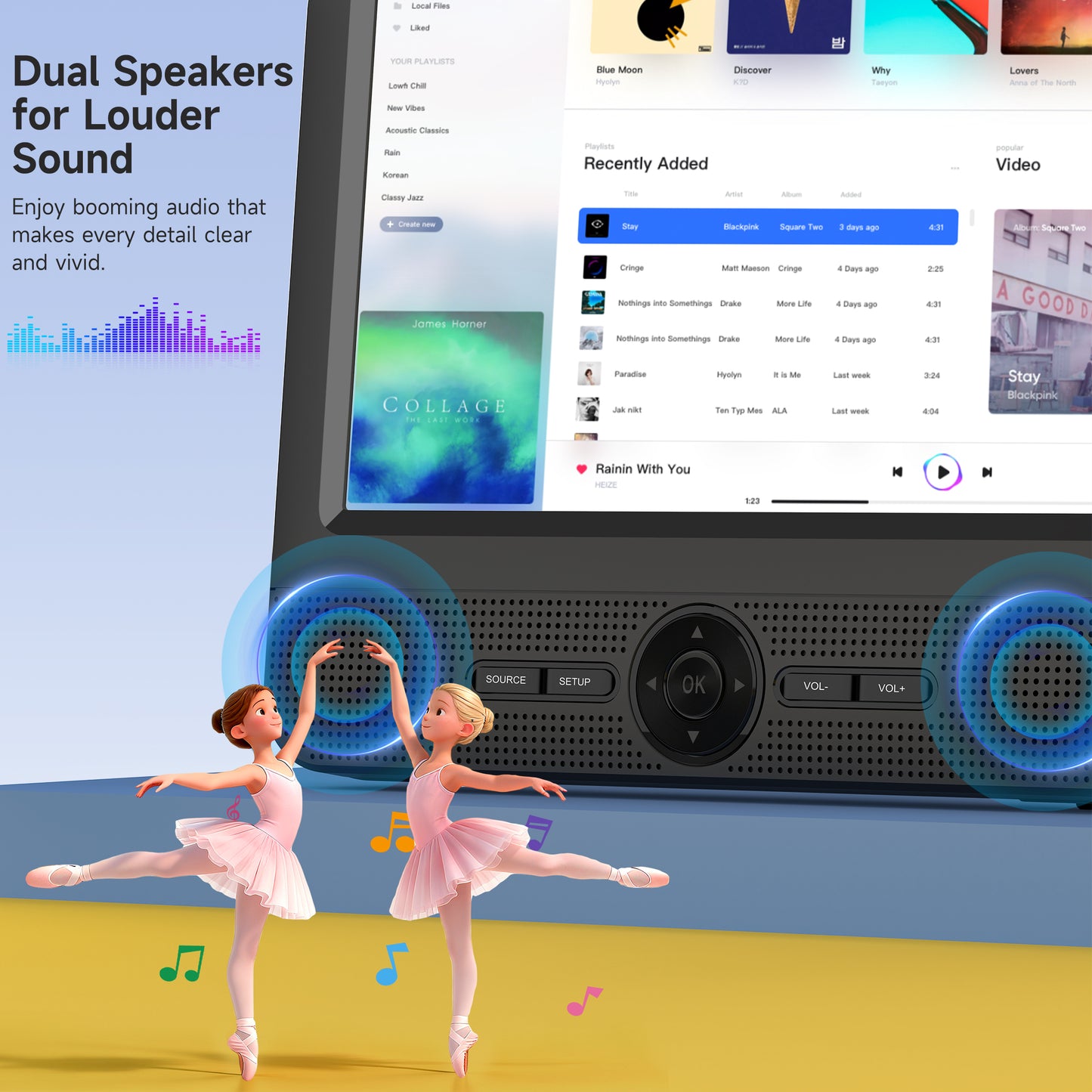 WONNIE 7.5” Dual DVD Player for Car, Portable Dual Screen DVD Player for Kids with Strap, AV In/Out, Support Play Same or Two different Videos/USB/SD, Best Kids Gift (Without Built-in Battery)