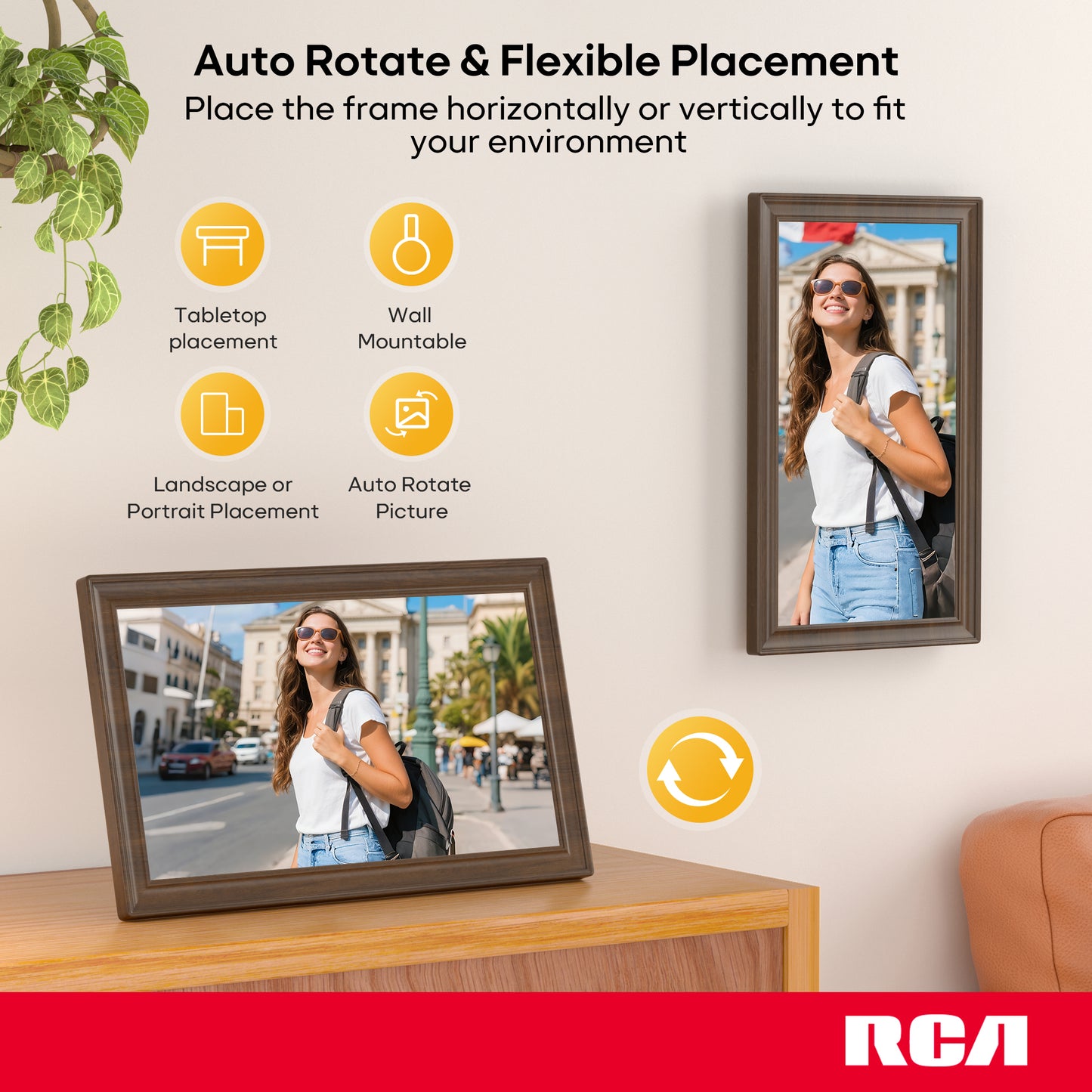 RCA 15.6" WiFi Digital Picture Frame Large Electronic Uhale Photo Video Frames with 32GB Memory 1920x1080P FHD IPS Touch Screen Auto Rotate Wall Mountable, Share from Phone to Cloud Frame Anywhere