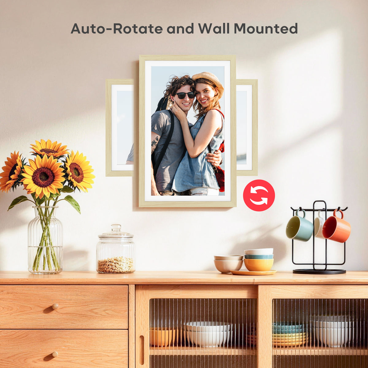 64GB Frameo Digital Picture Frame, TEMASH 15.6 Inch Large Digital Photo Frame WiFi, 1920*1080 FHD IPS Touchscreen Auto Rotate, Easy to Share Photos Videos